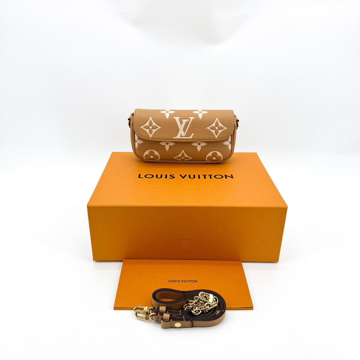 Louis Vuitton Ivy Wallet On Chain Bicolor Monogram Empreinte Giant Brown Leather Crossbody Bag Bag (Pre-Owned)