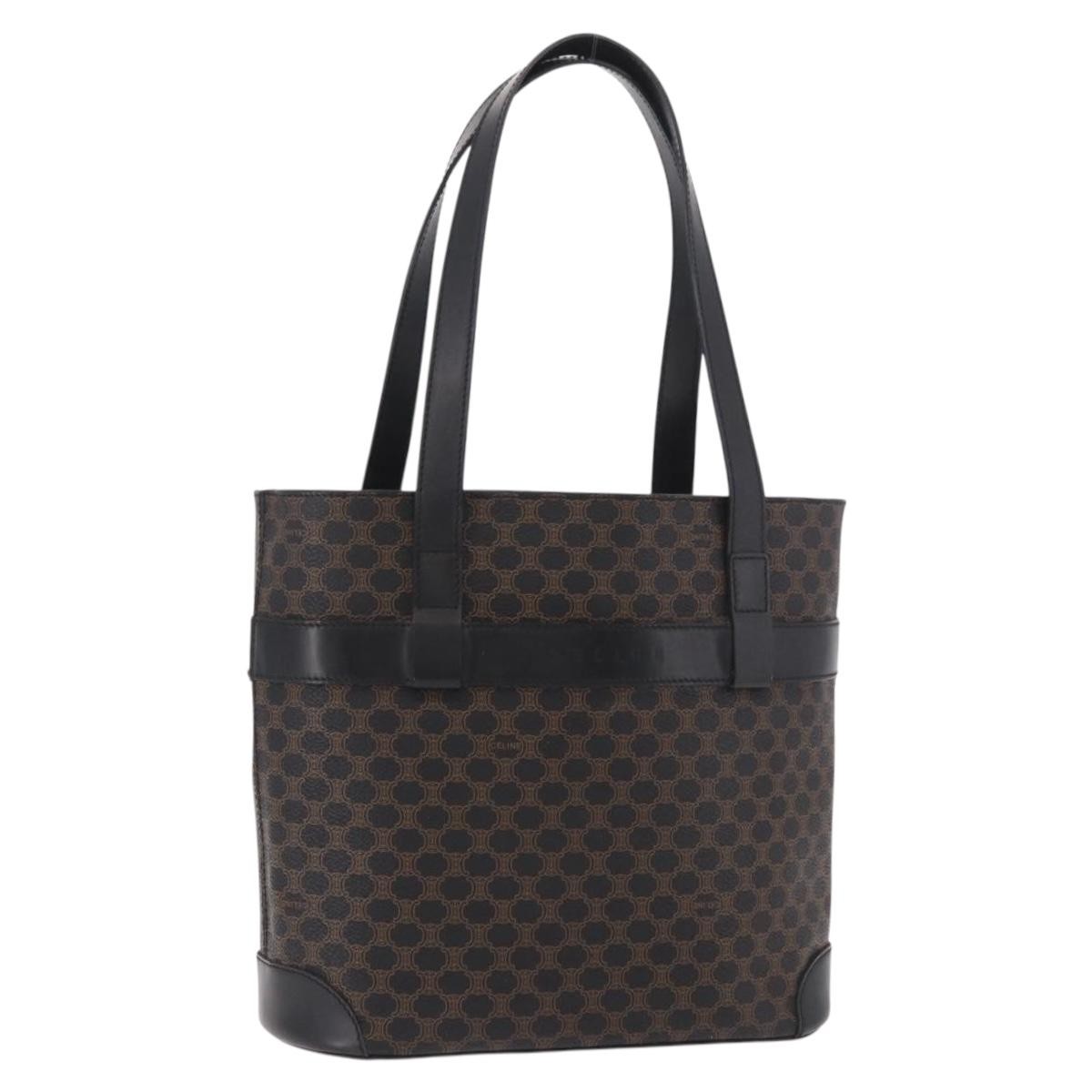 Celine C Macadam Tote Pvc Leather/ Macadam Canvas Black Canvas Shoulder Bag Bag (Pre-Owned)