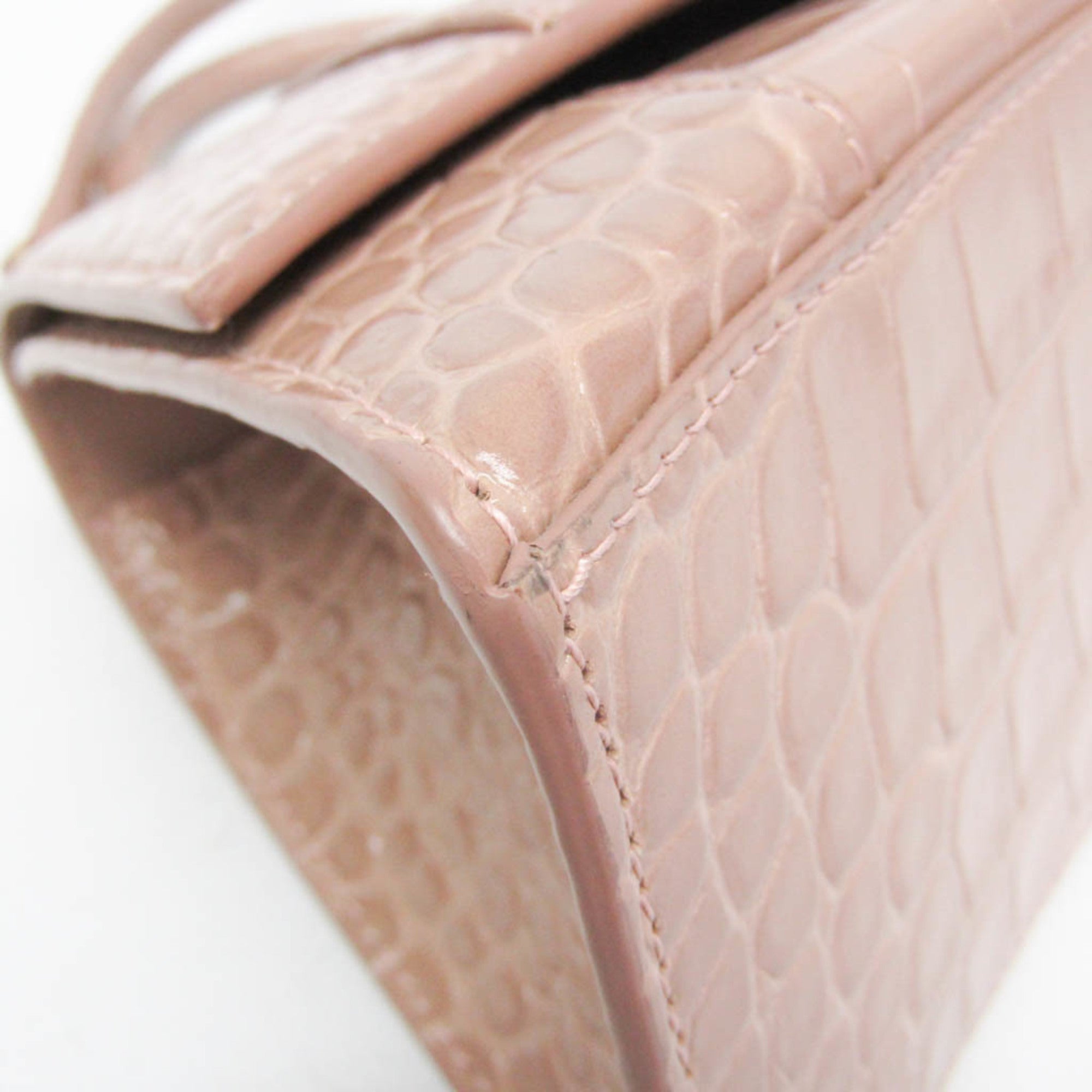 Balenciaga Hourglass Crocodile Embossed Pink Leather Handbag (Pre-Owned)