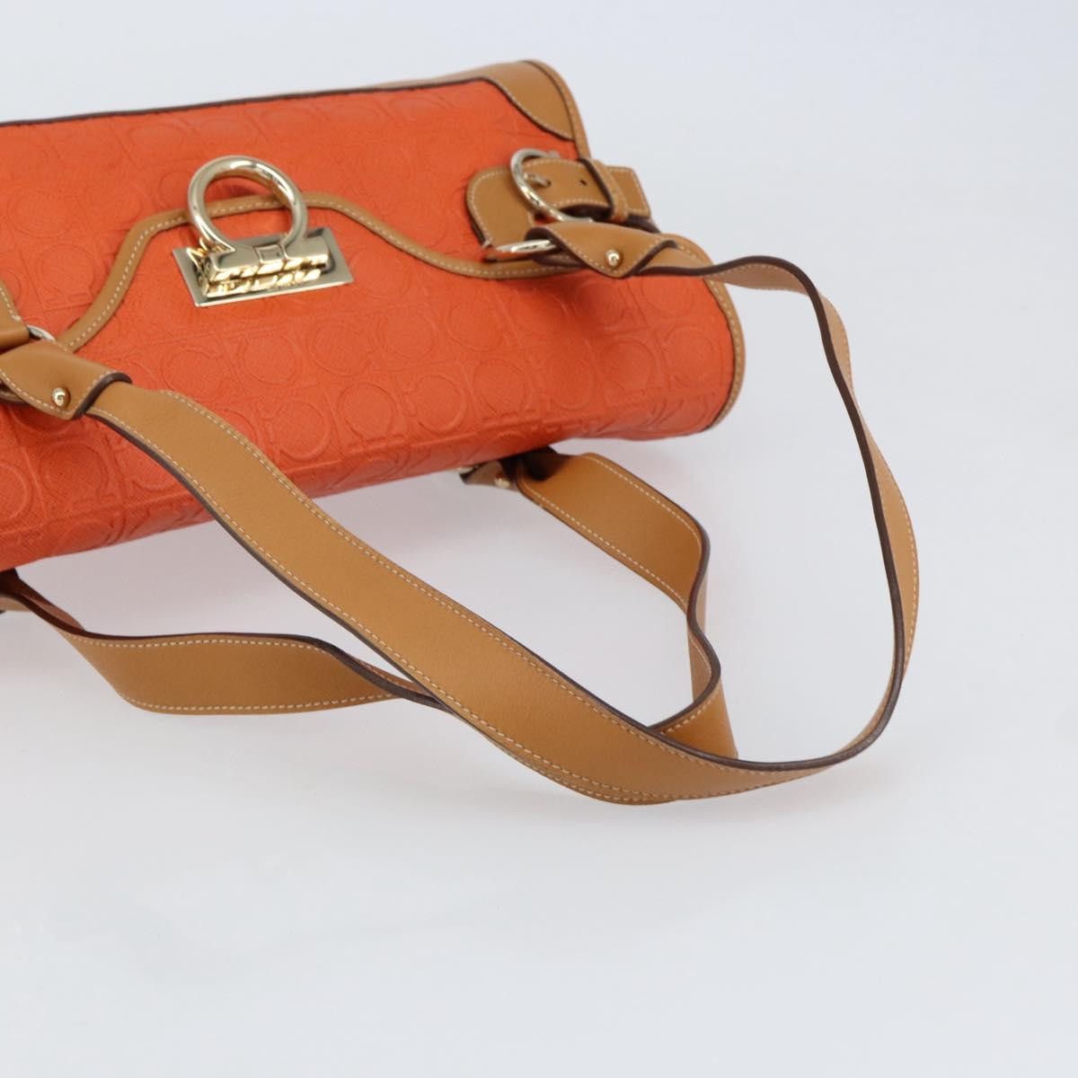 Salvatore Ferragamo Gancini Canvas Orange Pvc Shoulder Bag Bag (Pre-Owned)