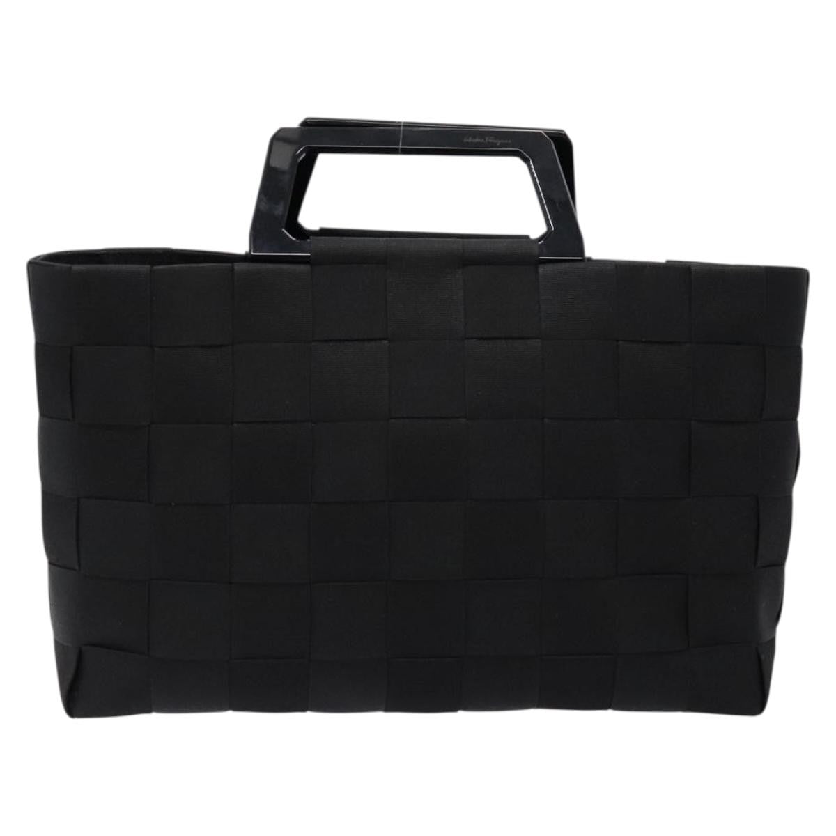 Salvatore Ferragamo Vintage Canvas Black Canvas Handbag (Pre-Owned)