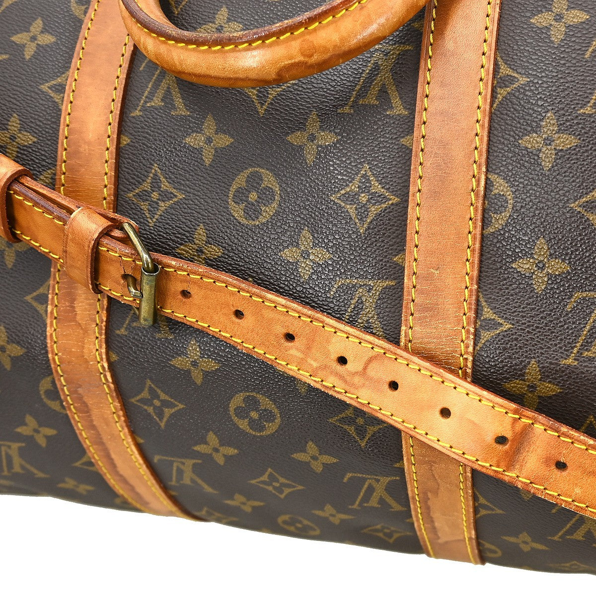 Louis Vuitton Keepall Bandoulière Monogram Brown Canvas Travel Bag Bag (Pre-Owned)