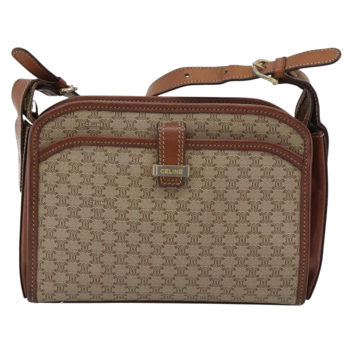 Celine Vintage Macadam Canvas And Leather Beige Canvas Shoulder Bag Bag (Pre-Owned)