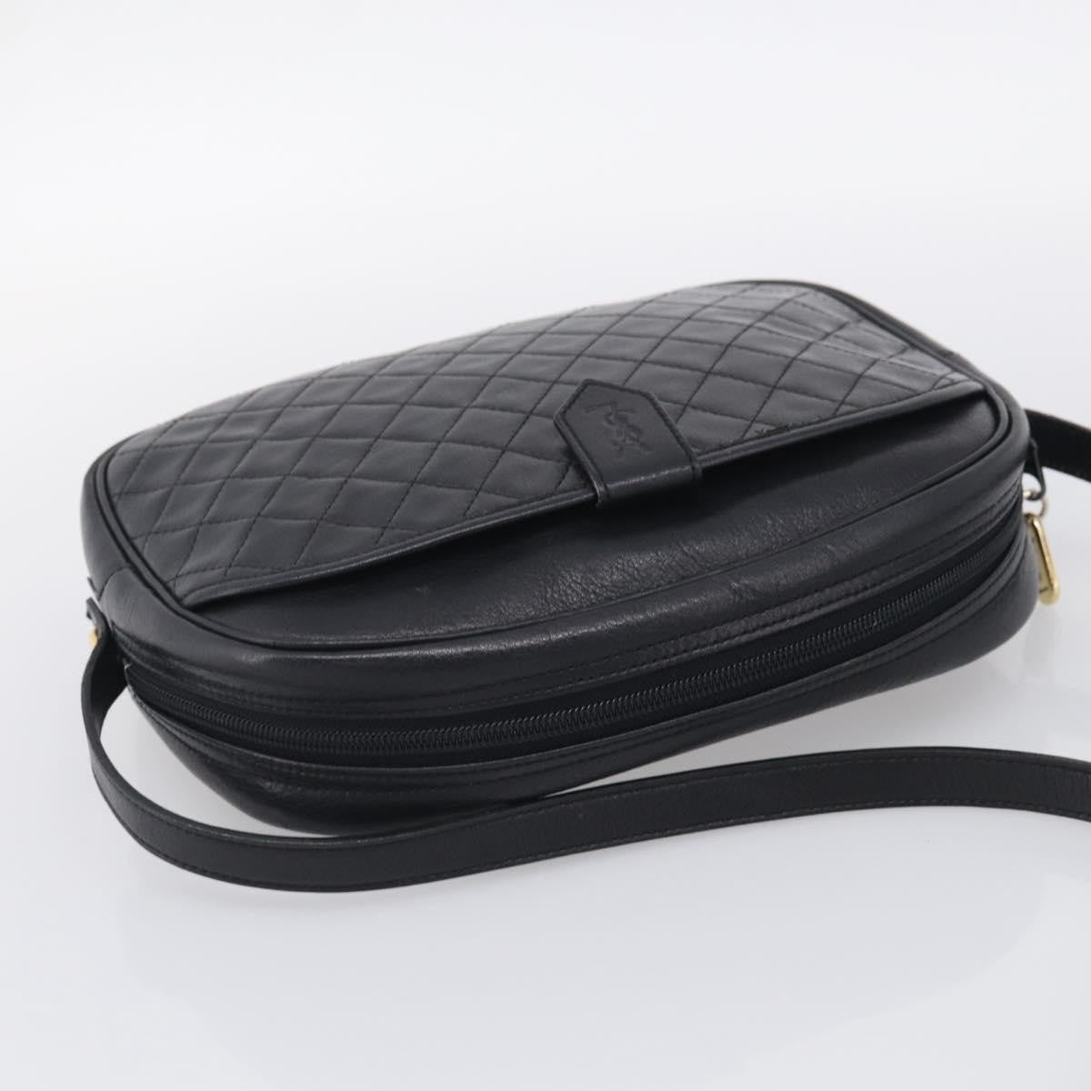 Saint Laurent Vintage Shoulder Bag Leather Black Leather Shoulder Bag Bag (Pre-Owned)