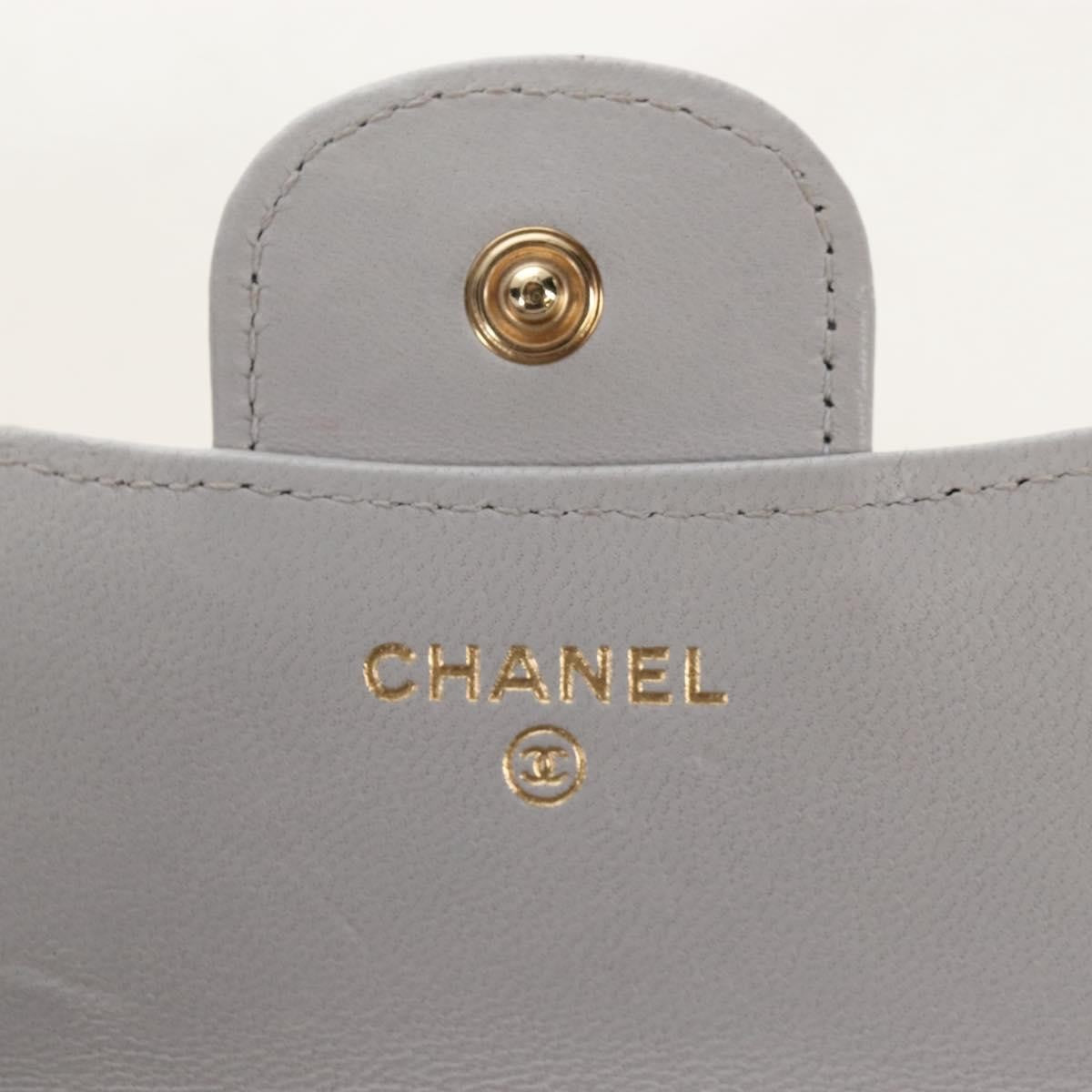 Chanel Top Handle Flap Coin Purse With Chain Quilted Lambskin Gray Leather Crossbody Bag Bag (Pre-Owned)