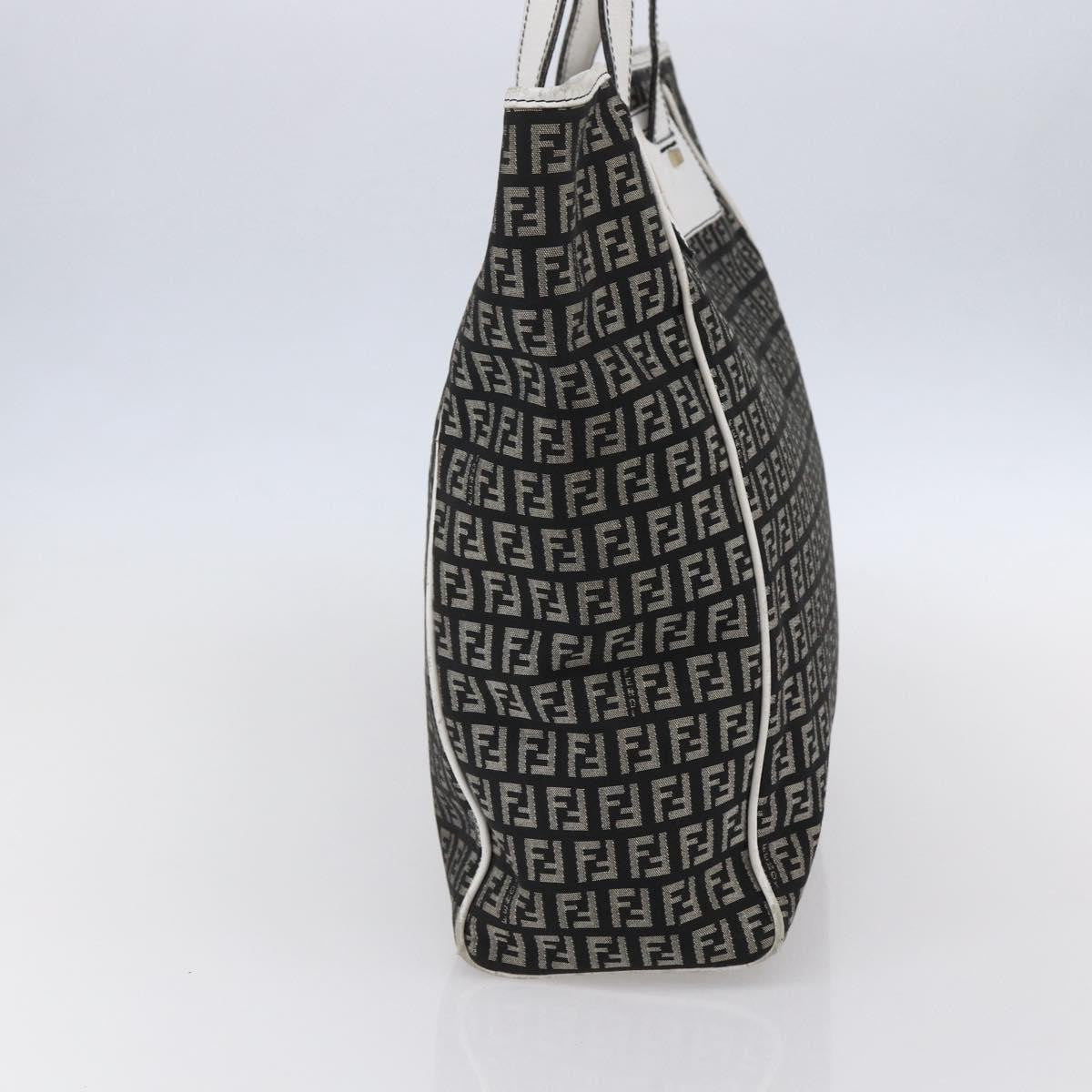 Fendi Zucca Tote Canvas Black Canvas Tote Bag Bag (Pre-Owned)