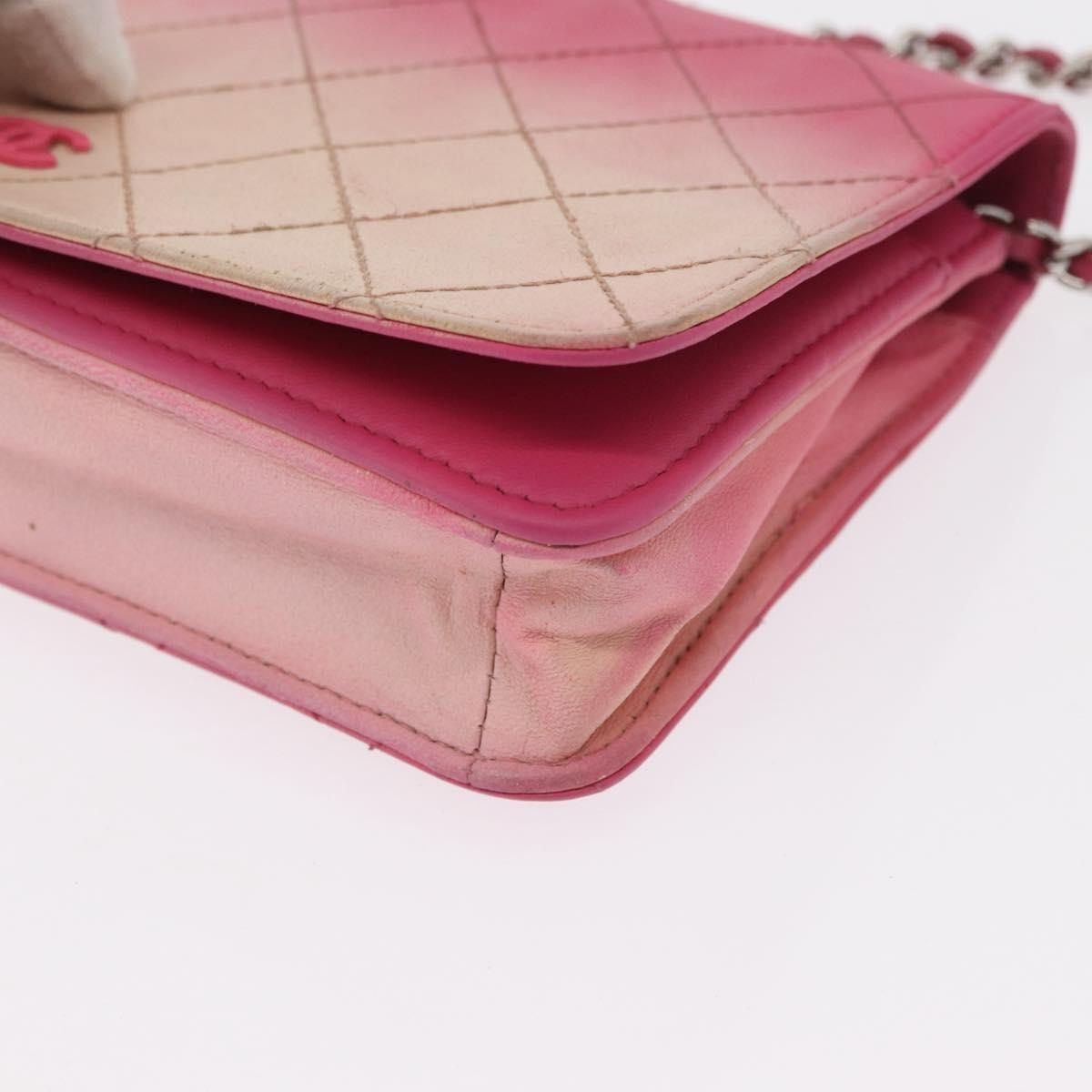 Chanel Wallet On Chain Quilted Ombre Lambskin Pink Leather Crossbody Bag Bag (Pre-Owned)