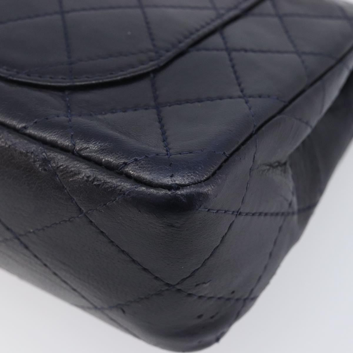 Chanel Timeless - Classic Double Flap Quilted Lambskin Navy Leather Handbag (Pre-Owned)