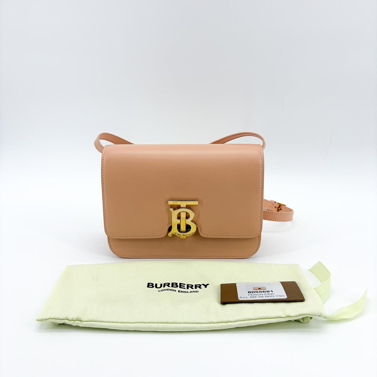 Burberry Tb Shoulder Bag Leather Beige Leather Shoulder Bag Bag (Pre-Owned)