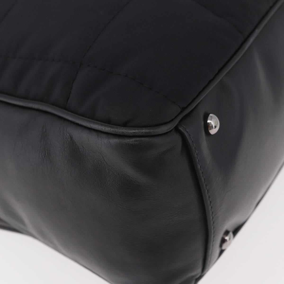 Chanel Square Stitch Boston Quilted Nylon Black Nylon Handbag (Pre-Owned)
