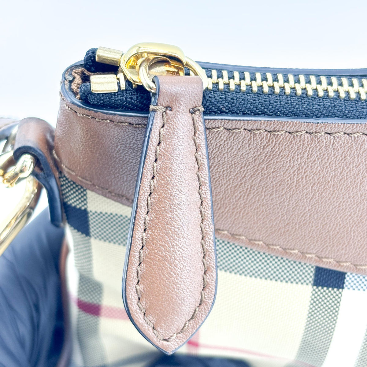 Burberry Peyton Crossbody Clutch Haymarket Coated Canvas Brown Canvas Crossbody Bag Bag (Pre-Owned)