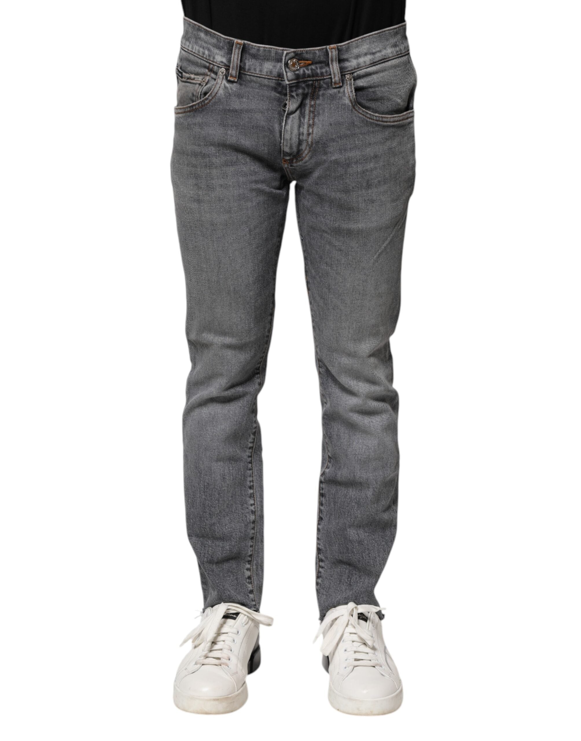 Dolce & Gabbana Gray Cotton Skinny Men Denim Trouser Men's Jeans (Pre-Owned)