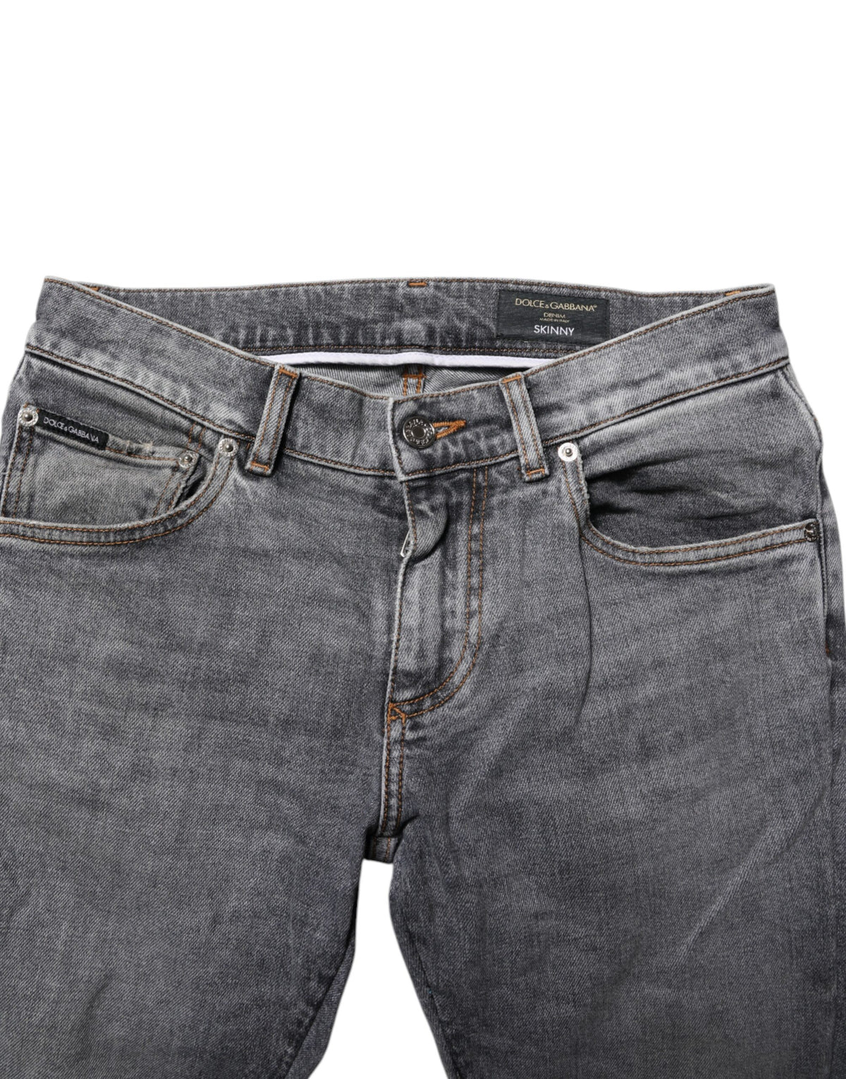 Dolce & Gabbana Gray Cotton Skinny Denim Trouser Men's Jeans (Pre-Owned)