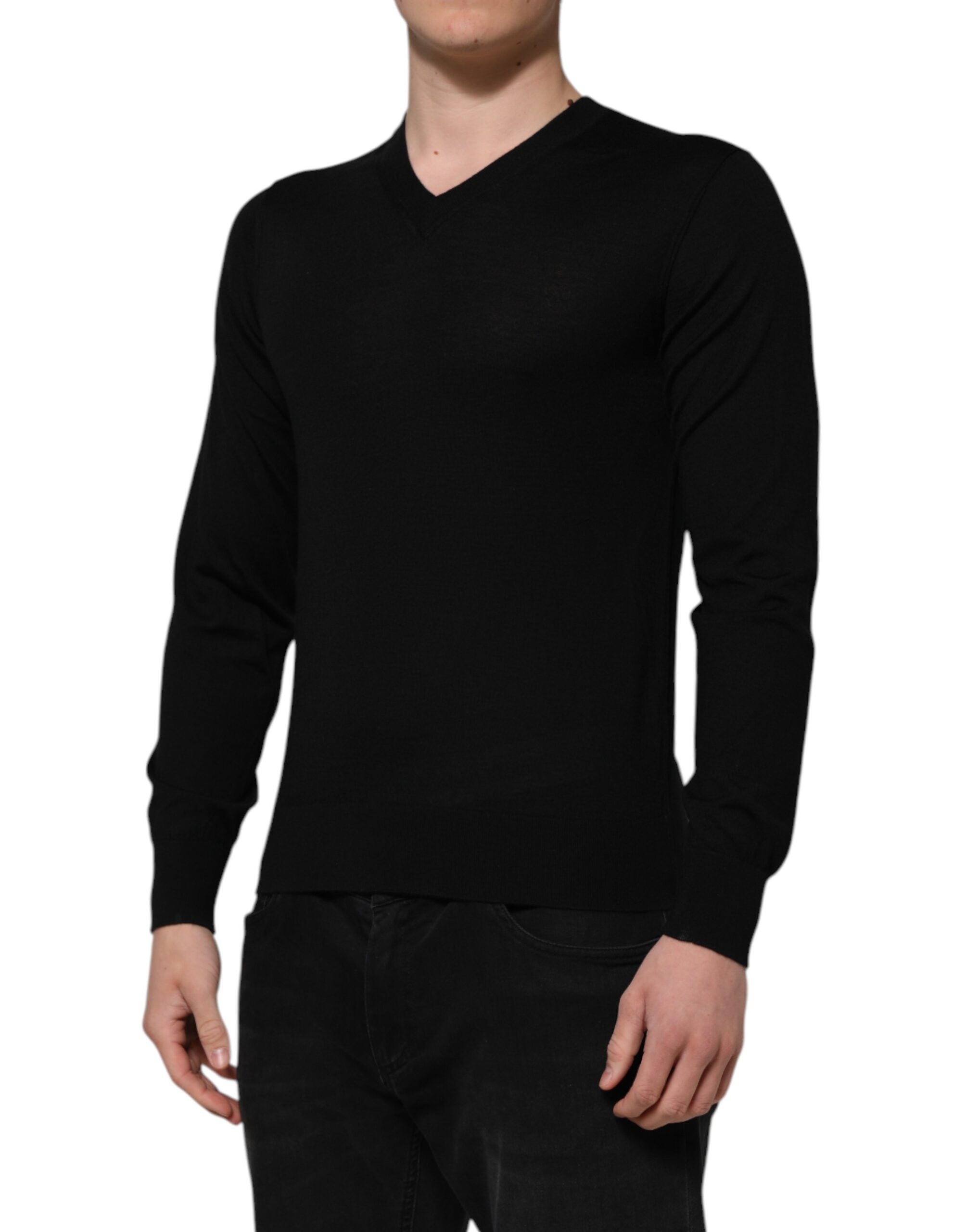 Dolce & Gabbana Dark Gray Embroidered Logo Pullover Men's Sweater