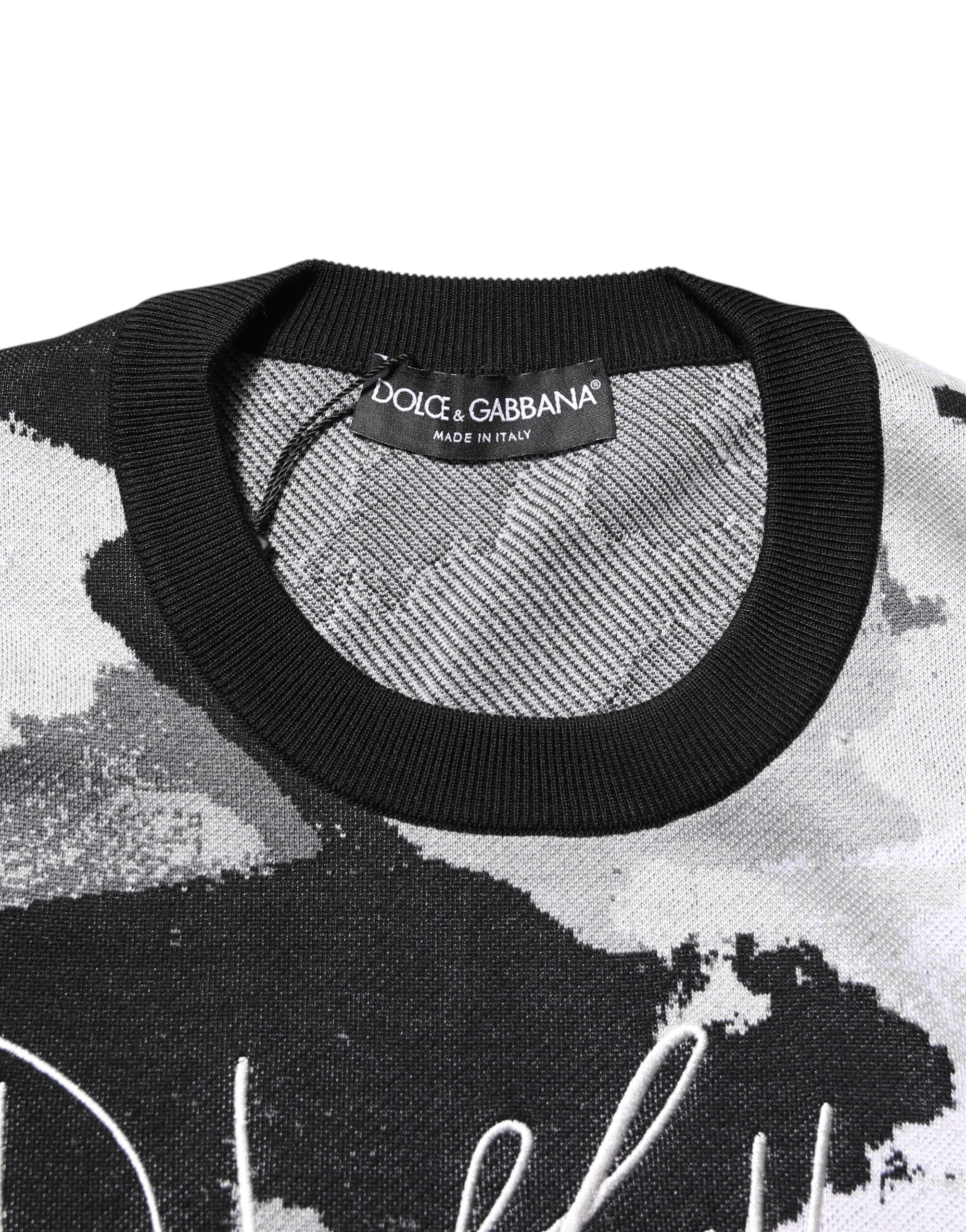 Dolce & Gabbana Multicolor Silk Camouflage Pullover Men's Sweater