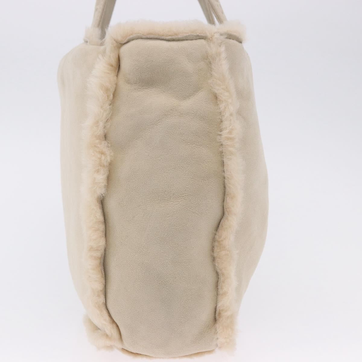 Chanel Vintage East West Tote Shearling And Suede Beige Leather Tote Bag Bag (Pre-Owned)