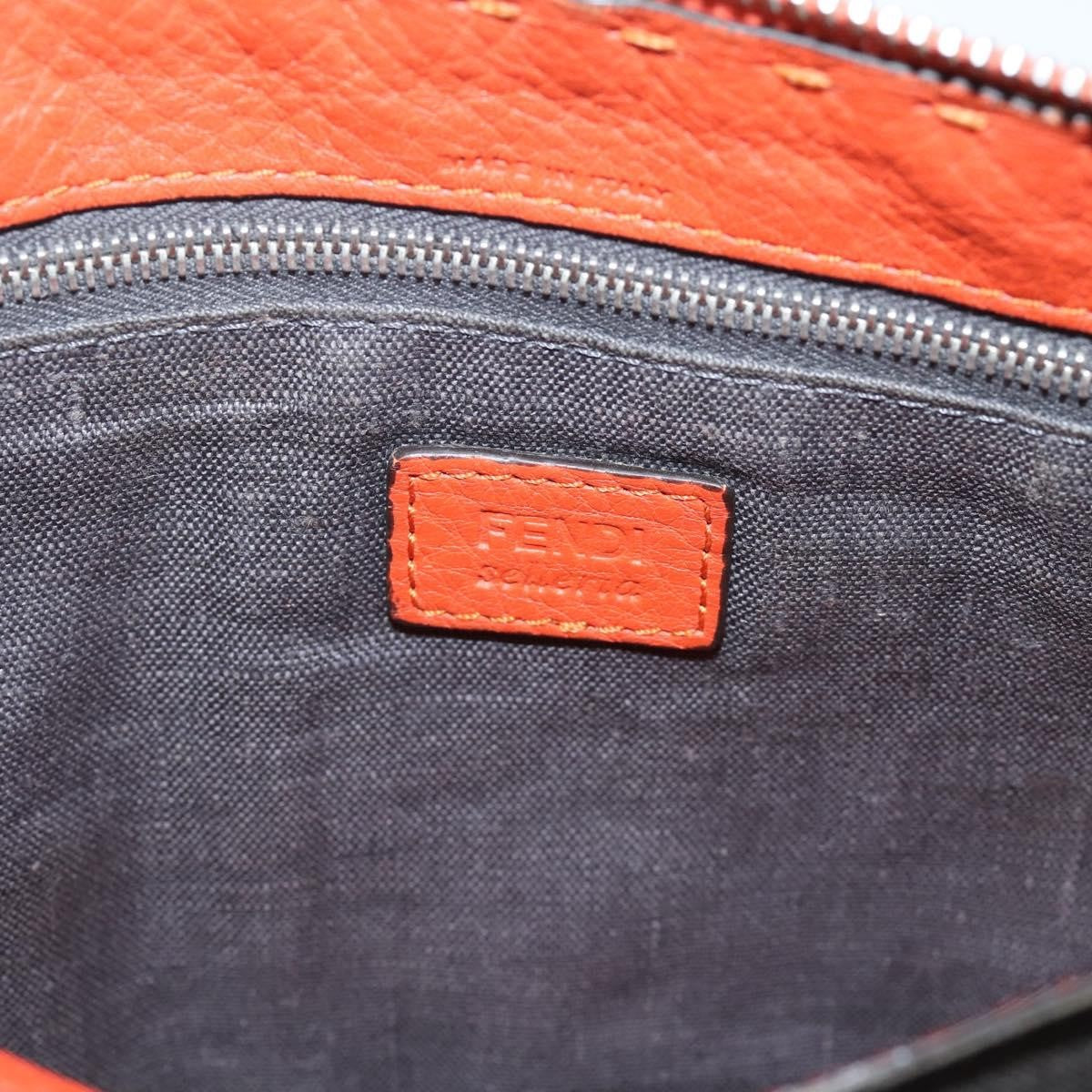 Fendi Selleria Zip Clutch Leather Orange Leather Clutche & Pouche Bag (Pre-Owned)