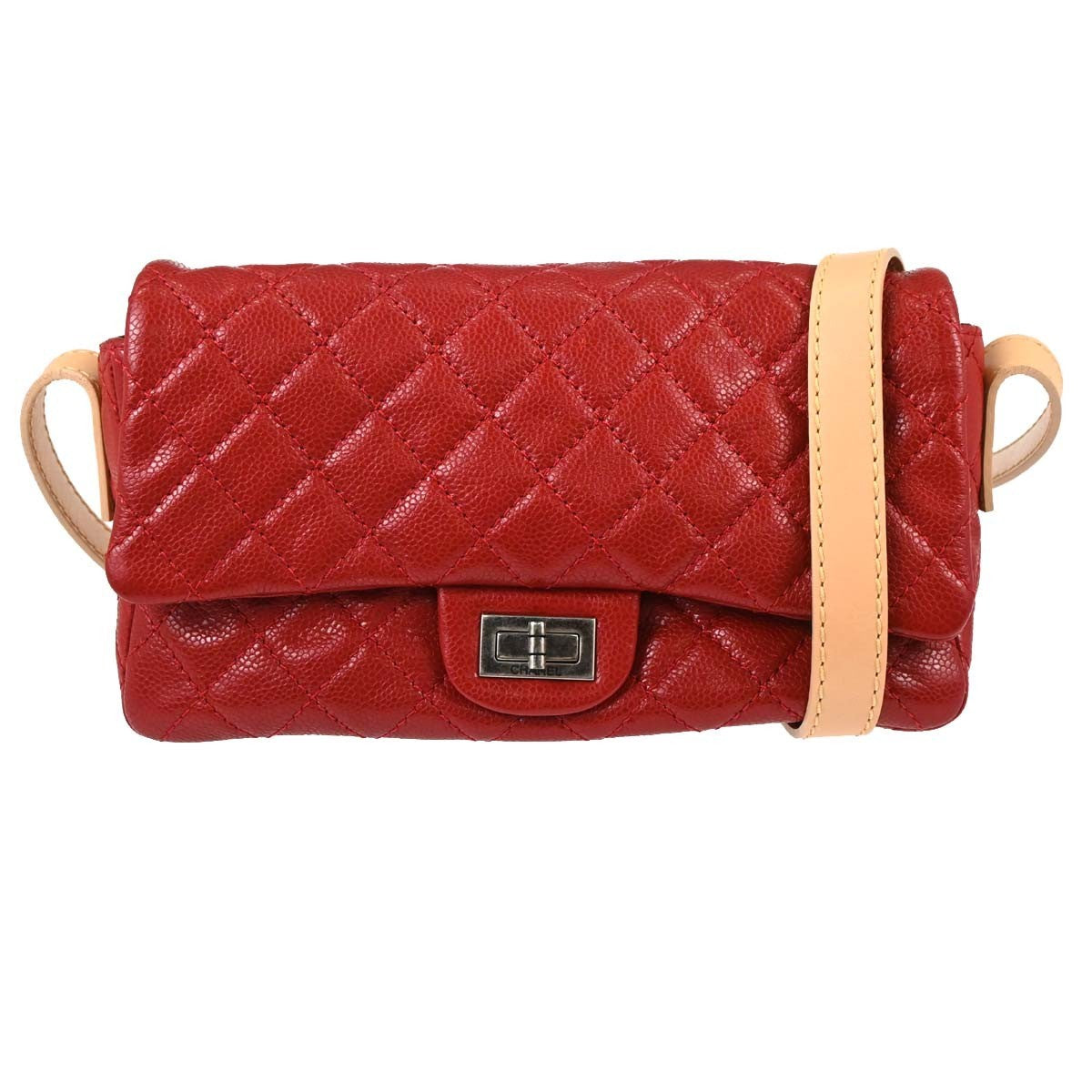 Chanel Reissue 2.55 Belt Quilted Aged Calfskin Red Leather Shoulder Bag Bag (Pre-Owned)