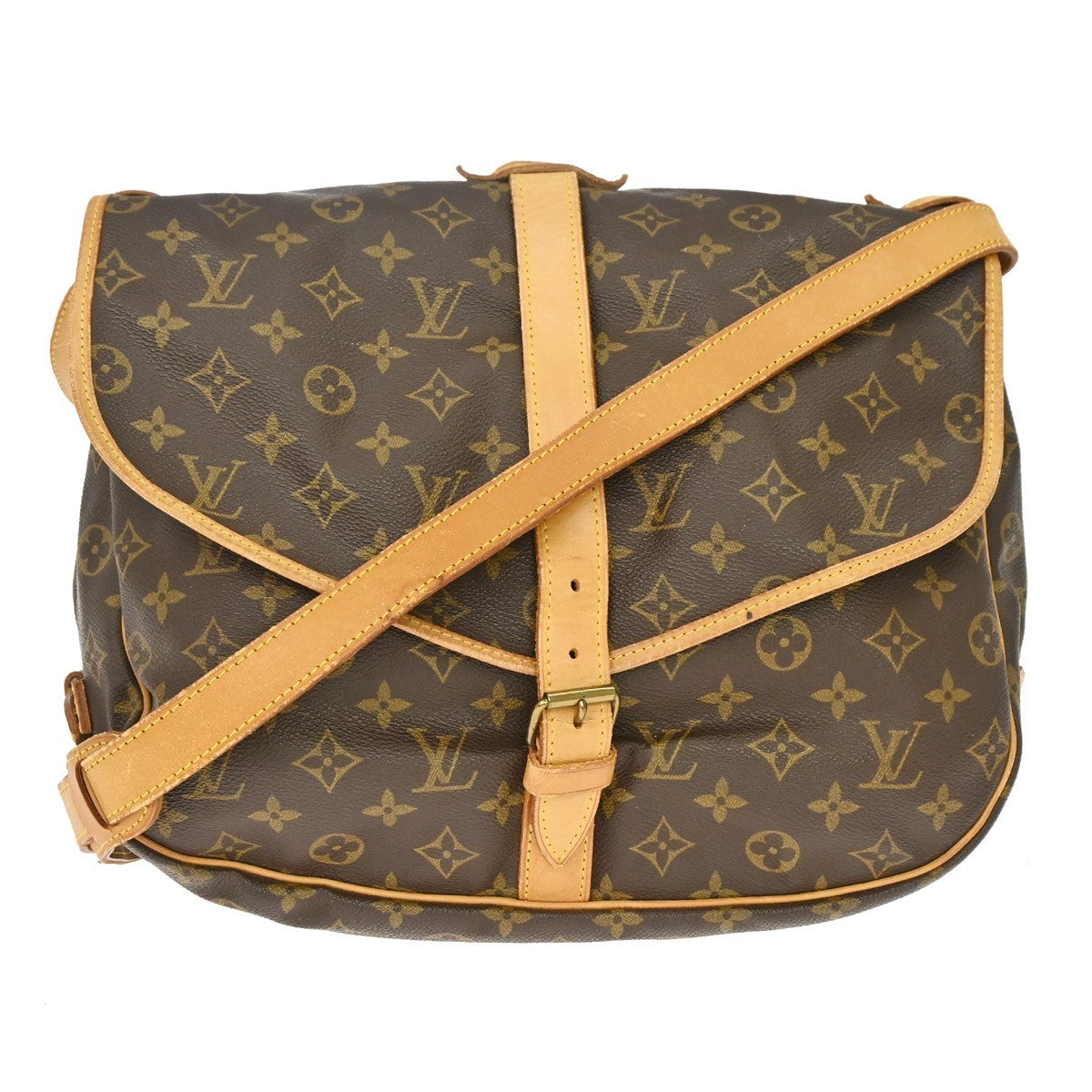 Louis Vuitton Saumur Monogram Canvas Brown Canvas Shoulder Bag Bag (Pre-Owned)