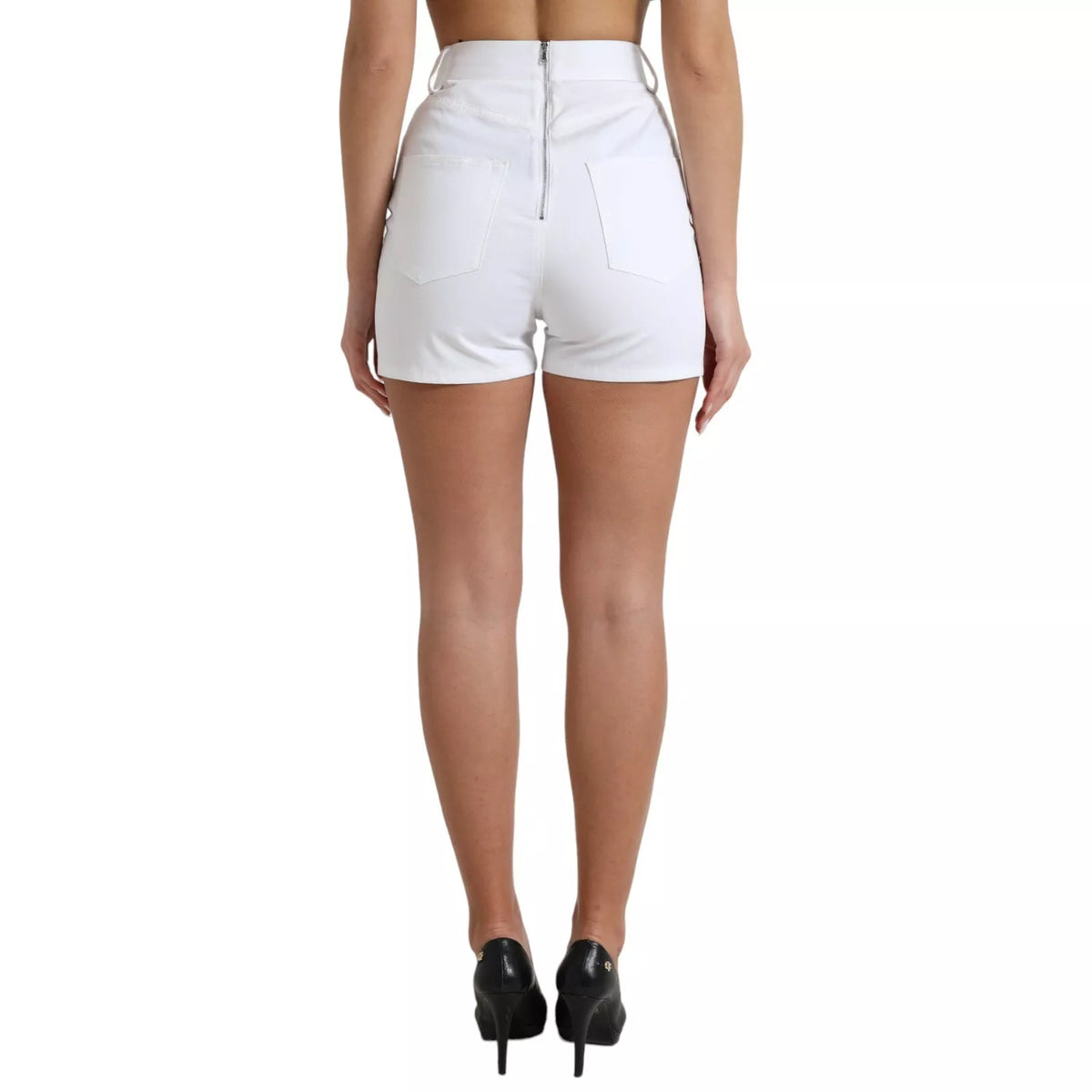 Dolce & Gabbana White Front Lace High Waist Hot Pants Women's Shorts