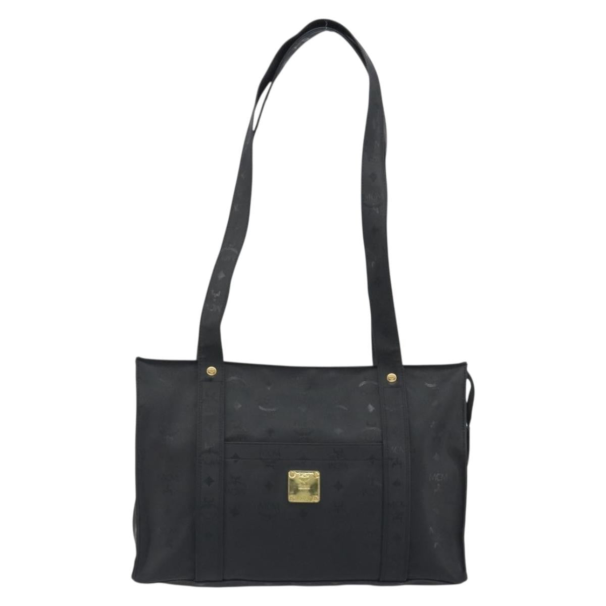 MCM Vintage Visetos Canvas Black Canvas Tote Bag Bag (Pre-Owned)