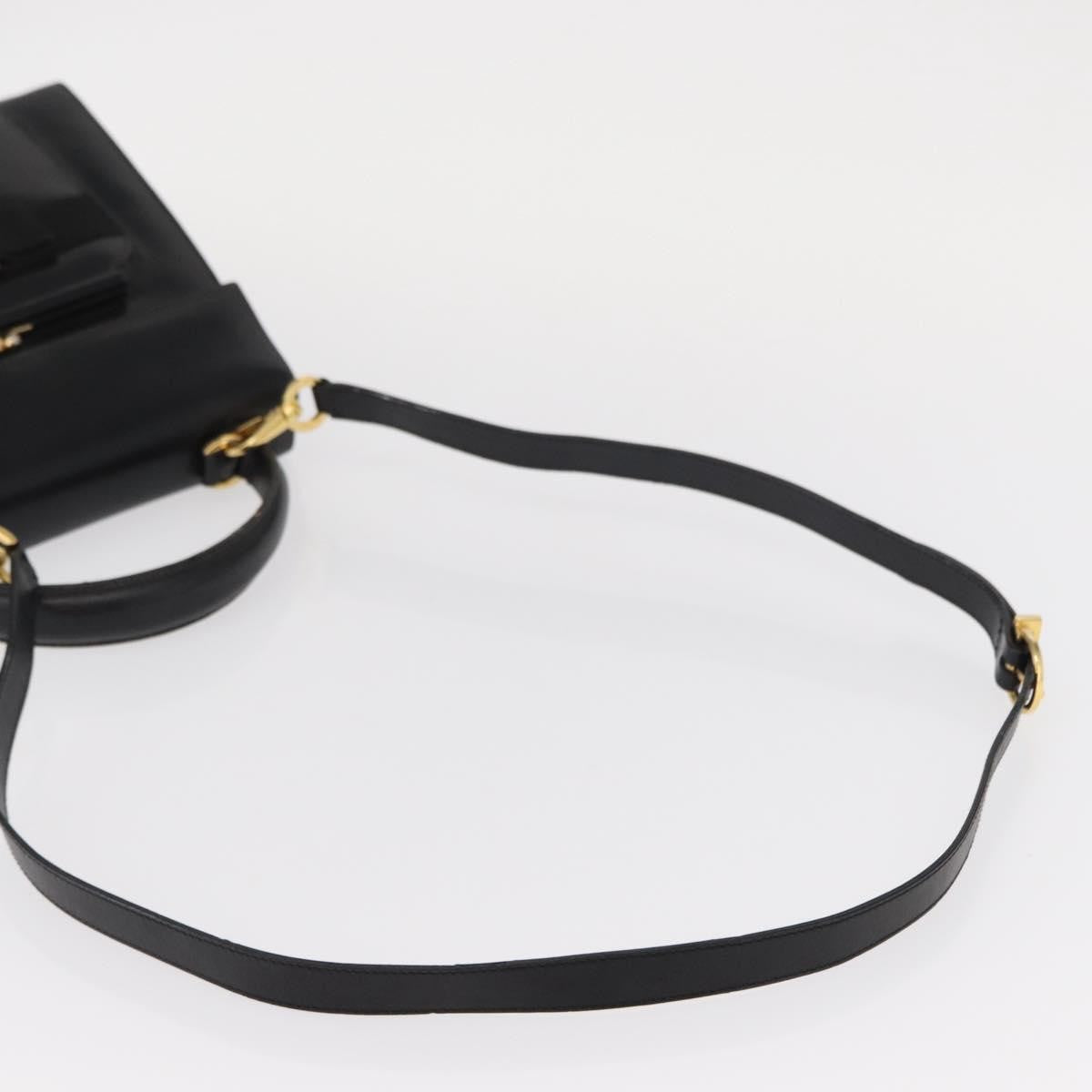 Salvatore Ferragamo Vintage Vara Bow Top Handle Leather Black Leather Handbag (Pre-Owned)