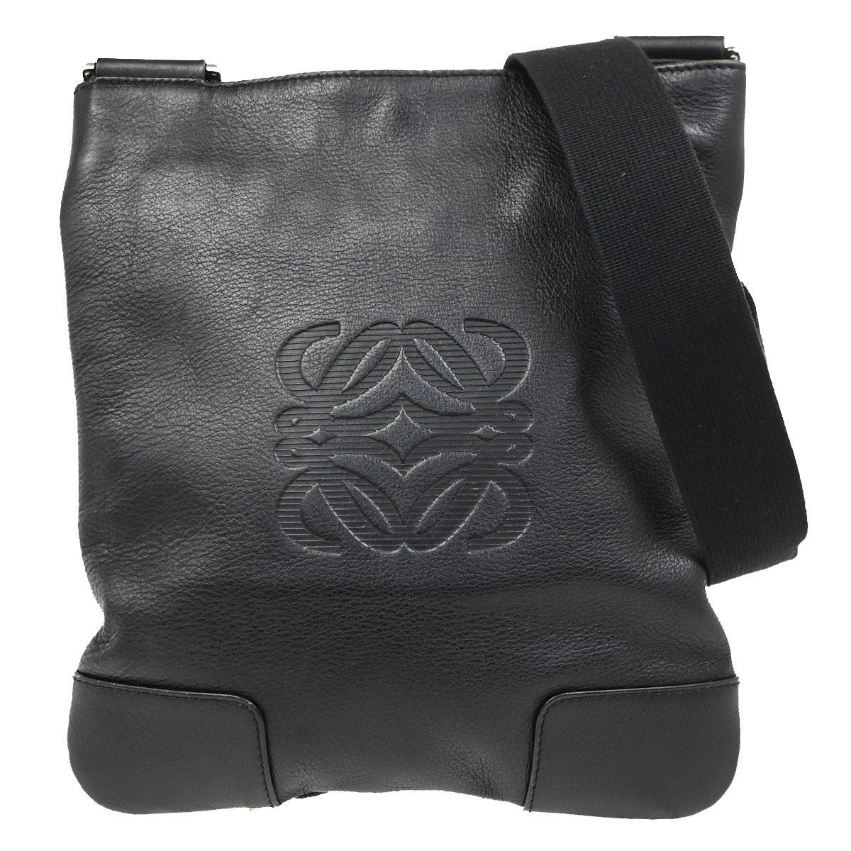 Loewe Anagram Leather Black Leather Shoulder Bag Bag (Pre-Owned)