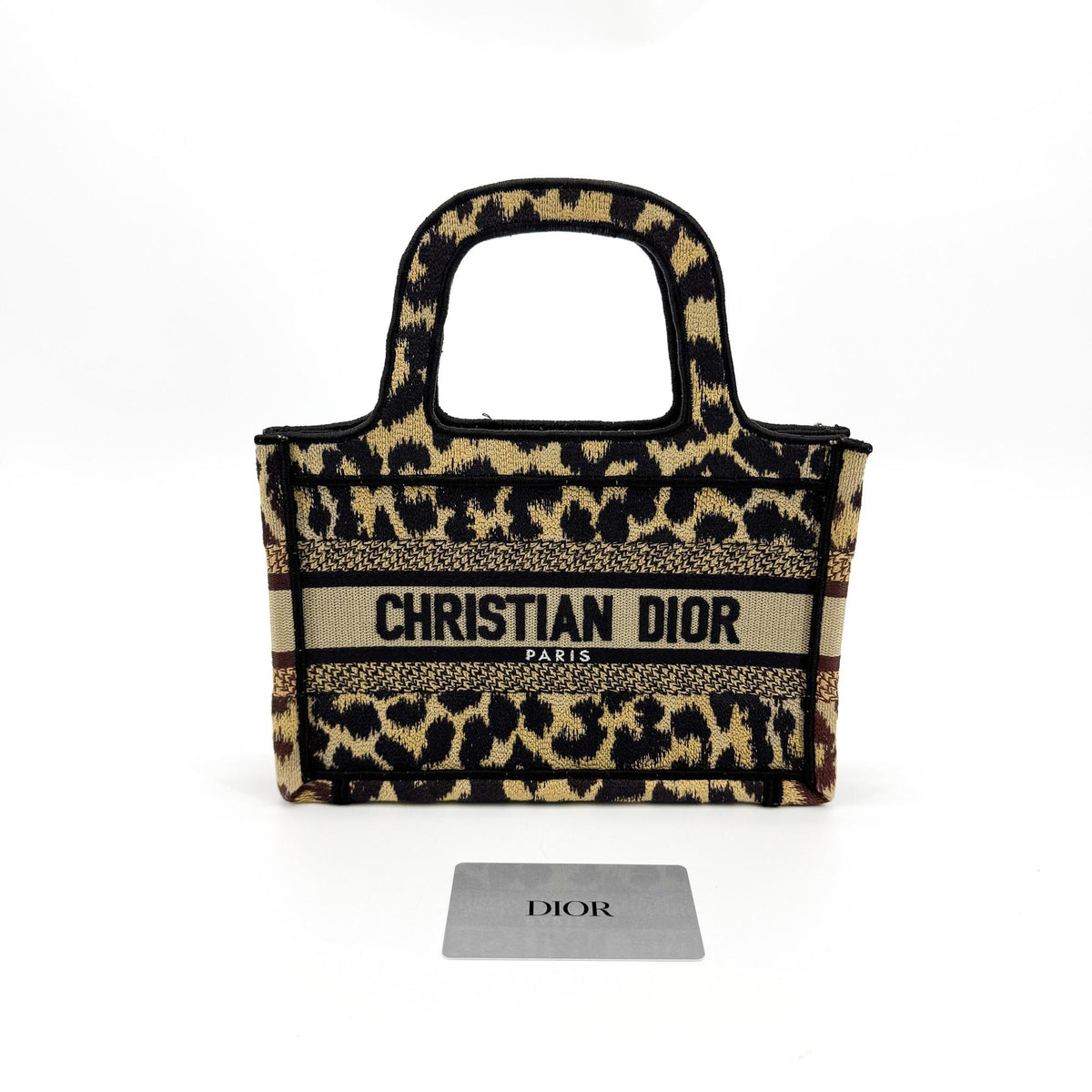 Christian Dior Book Mizza Embroidered Canvas Black Canvas Tote Bag Bag (Pre-Owned)