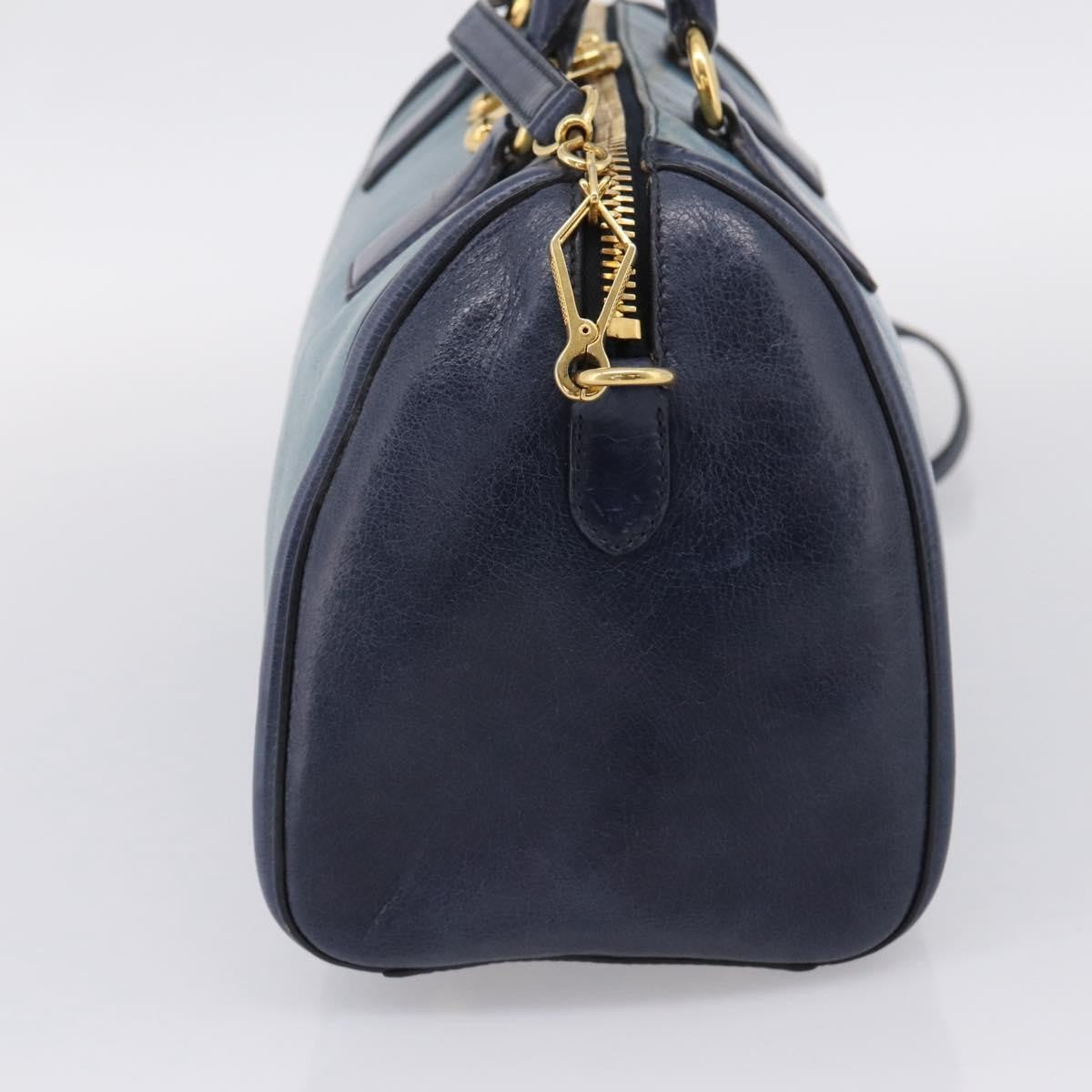 Miu Miu Beau Top Handle Leather Navy Leather Handbag (Pre-Owned)