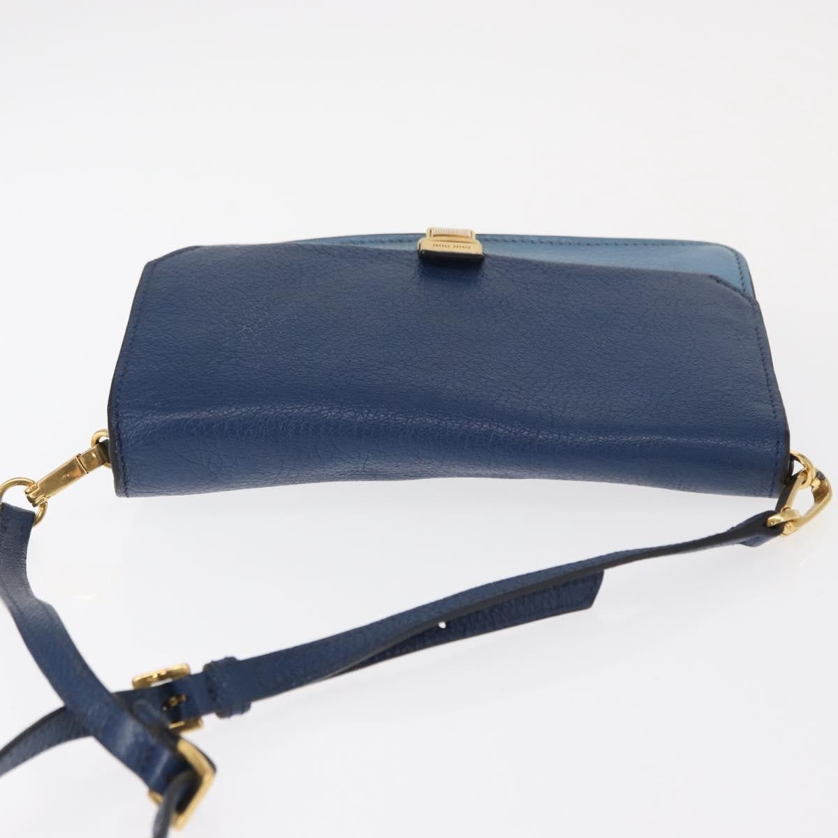 Miu Miu Shoulder Leather Blue Leather Shoulder Bag Bag (Pre-Owned)