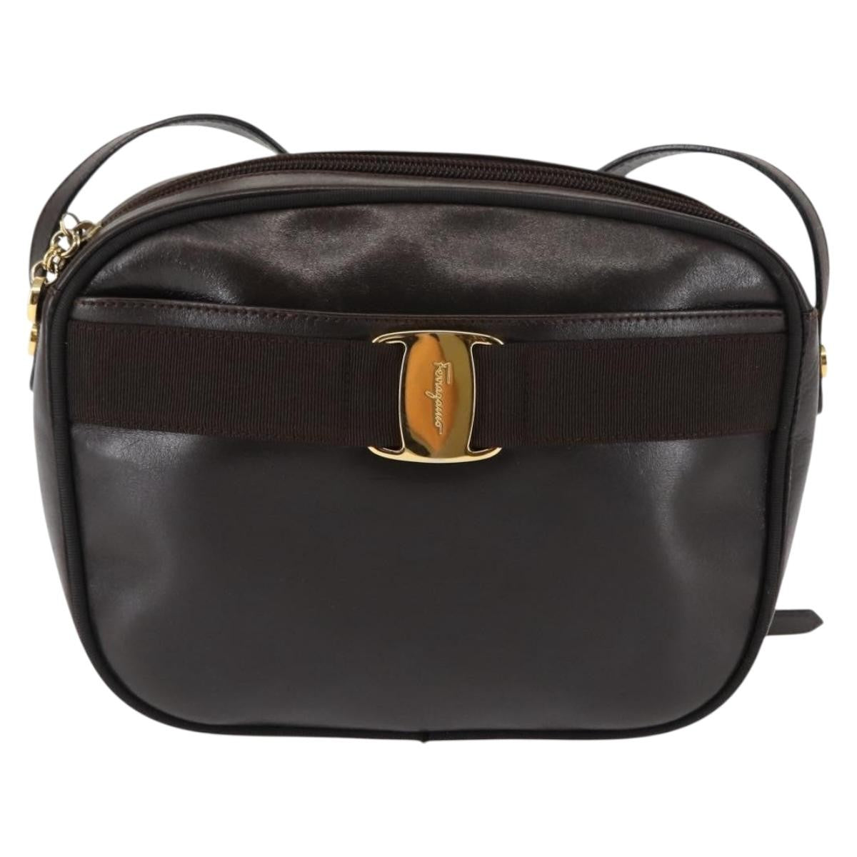 Salvatore Ferragamo Vara Bow Camera Leather Brown Leather Shoulder Bag Bag (Pre-Owned)