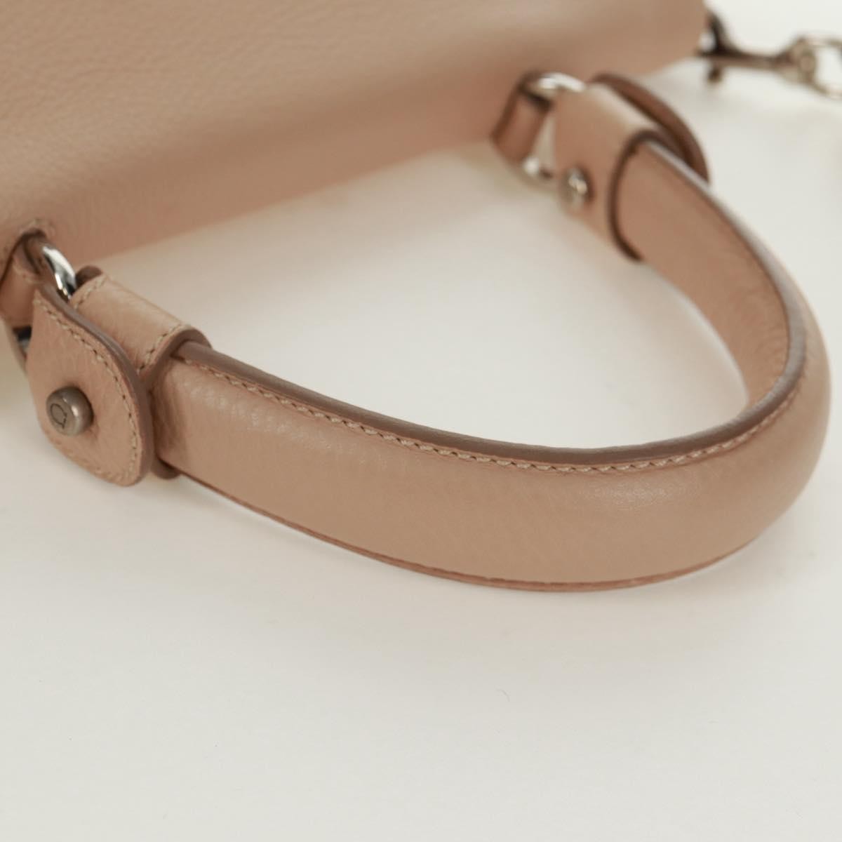 Salvatore Ferragamo Sofia Satchel Grainy Leather Beige Leather Handbag (Pre-Owned)