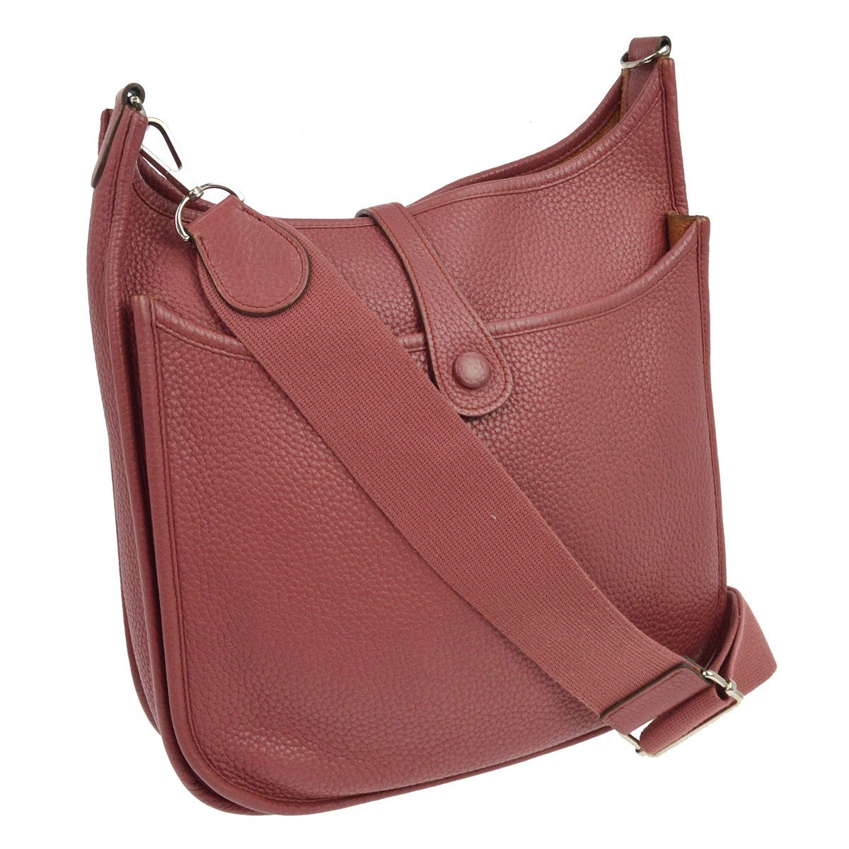 Hermes Evelyne Bag Gen Iii Clemence Burgundy Leather Shoulder Bag Bag (Pre-Owned)