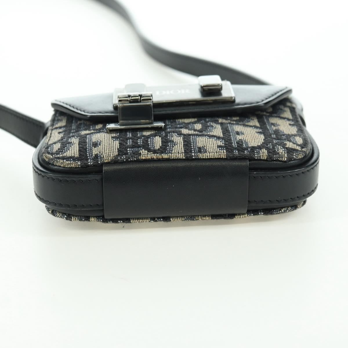Christian Dior Clasp Lock Messenger Oblique Canvas And Leather Navy Canvas Clutche & Pouche Bag (Pre-Owned)