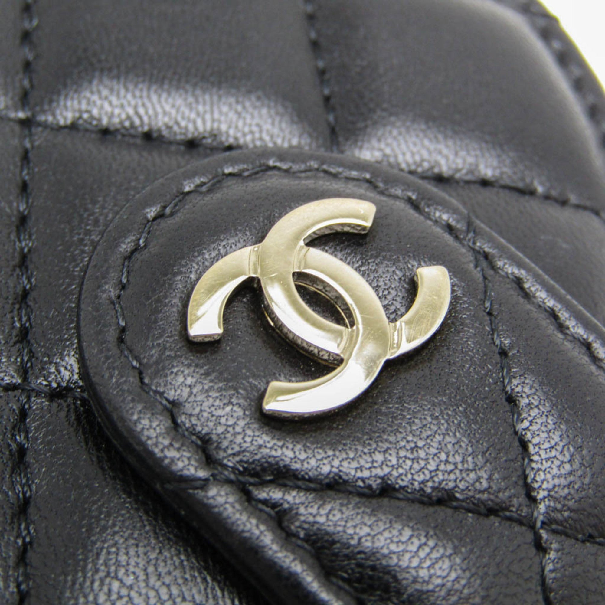 Chanel Name Tag Quilted Leather Black Leather Charms And Keychains Accessory (Pre-Owned)