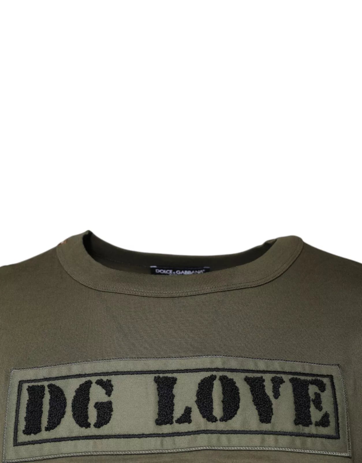 Dolce & Gabbana Army Green DG Love Cotton Crew Neck Men's T-shirt (Pre-Owned)
