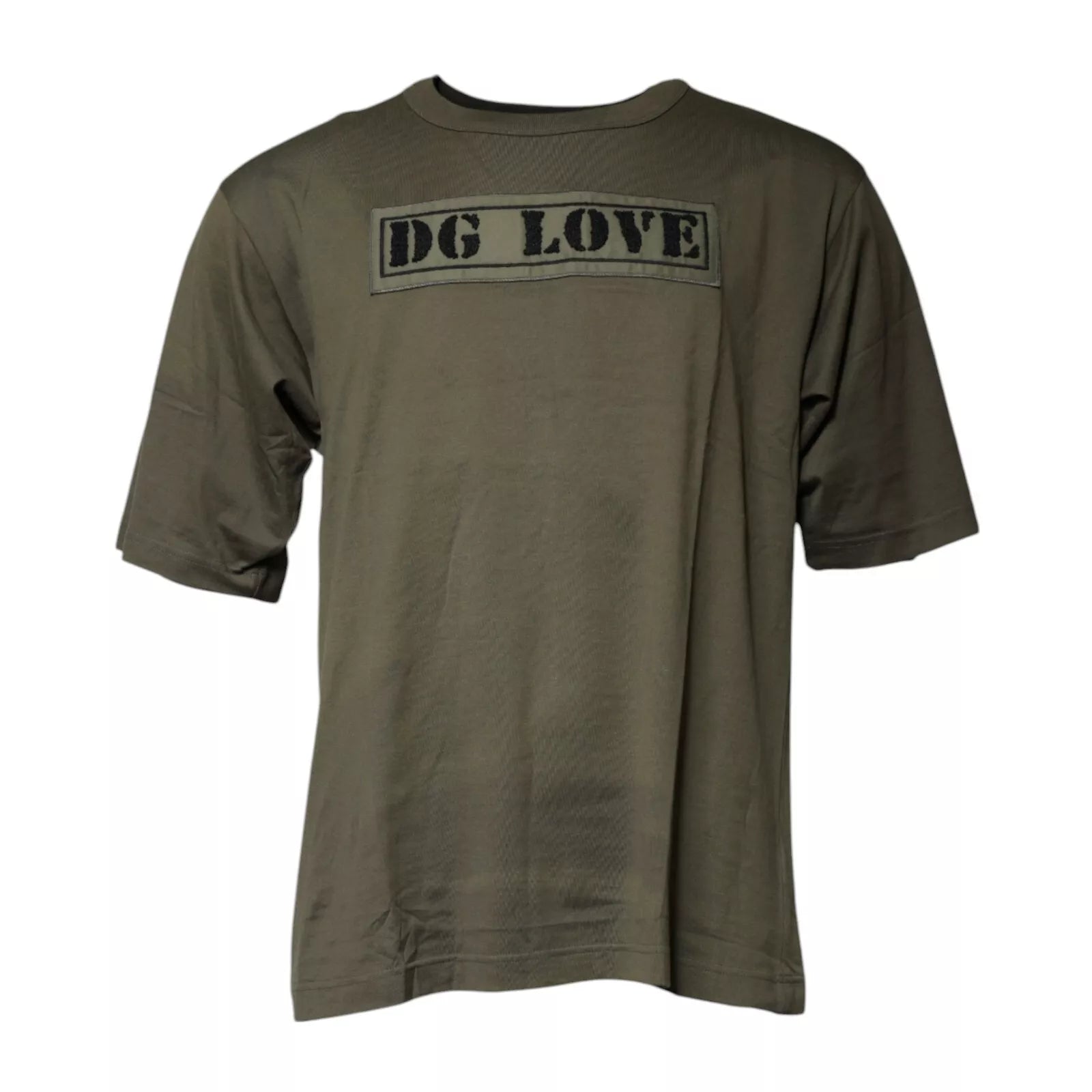 Dolce & Gabbana Army Green DG Love Cotton Crew Neck Men's T-shirt (Pre-Owned)