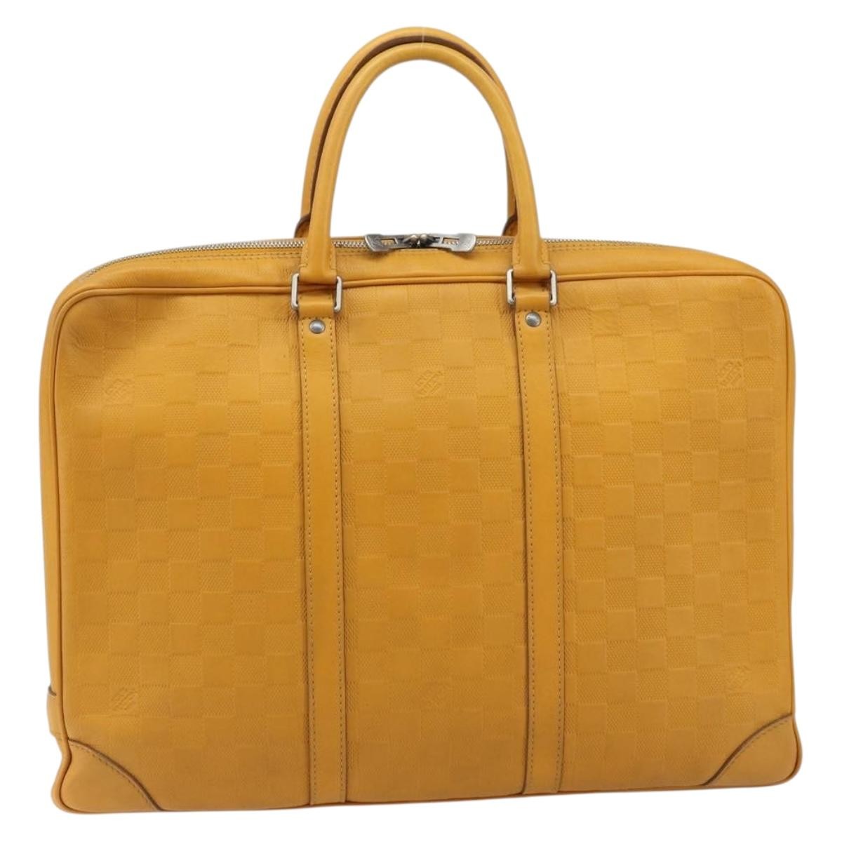 Louis Vuitton Porte-Documents Voyage Damier Infini Leather Yellow Leather Briefcase Bag (Pre-Owned)