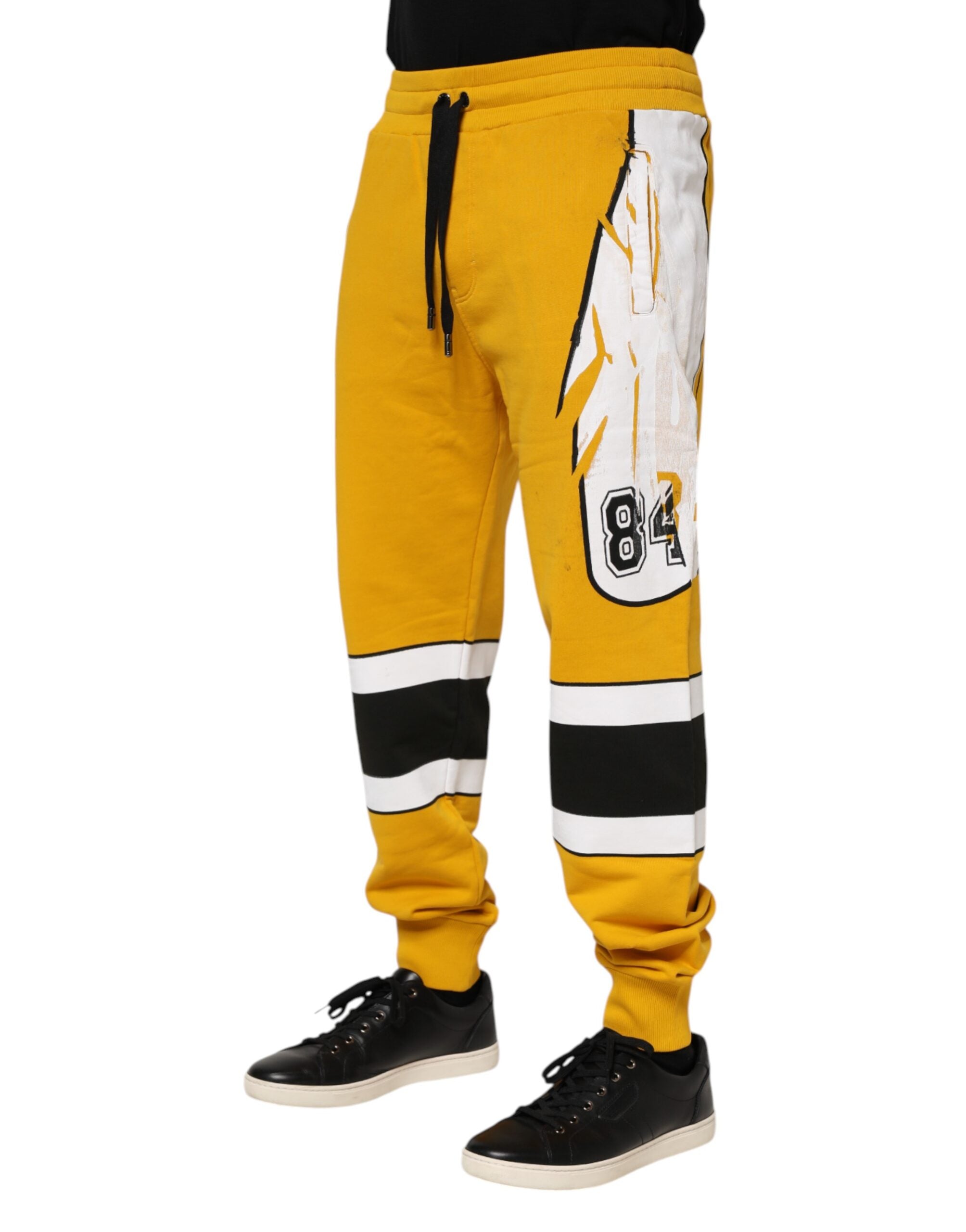 Dolce & Gabbana Yellow Cotton Printed SweatMen's Jogger Men's Pants (Pre-Owned)