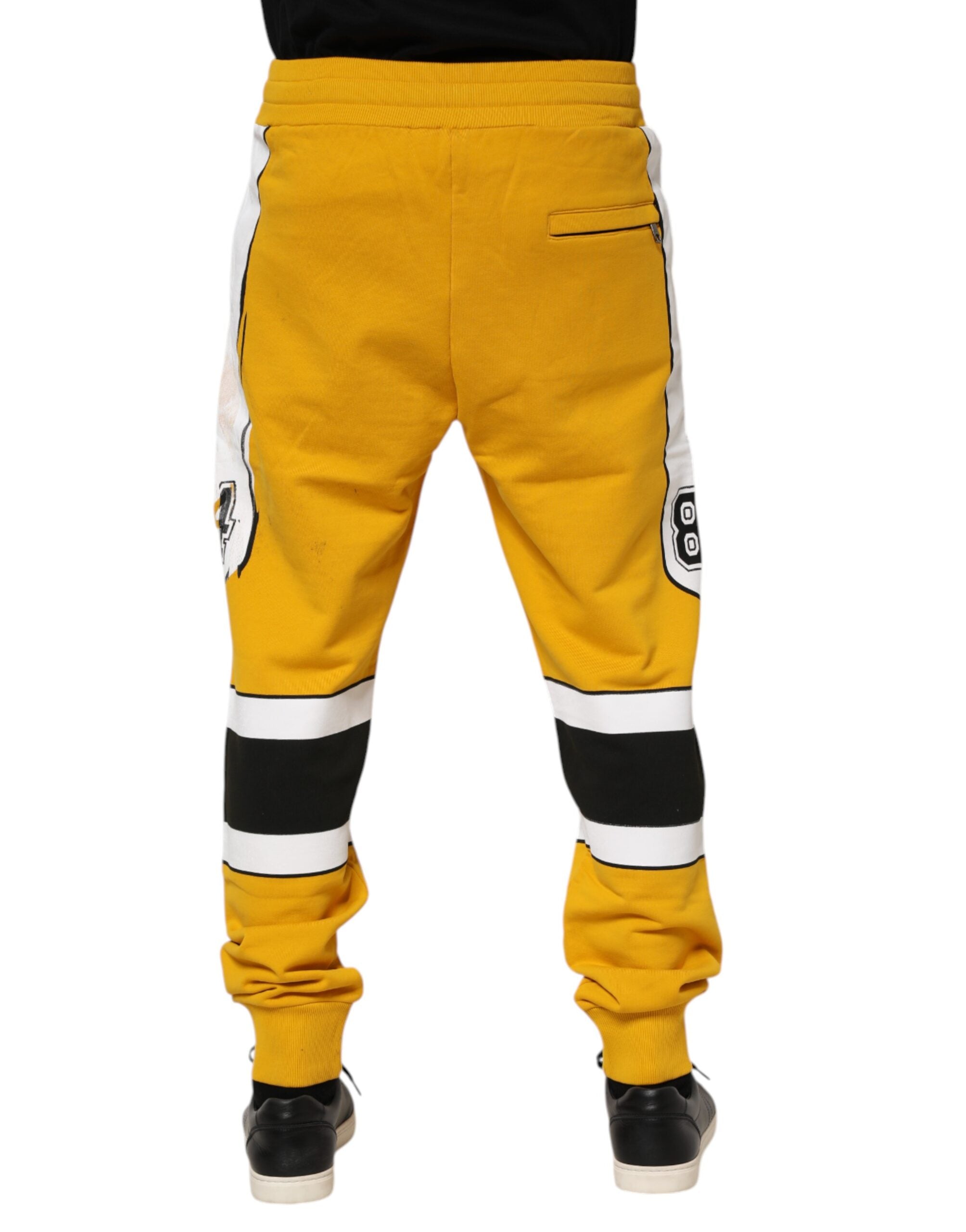 Dolce & Gabbana Yellow Cotton Printed SweatMen's Jogger Men's Pants (Pre-Owned)