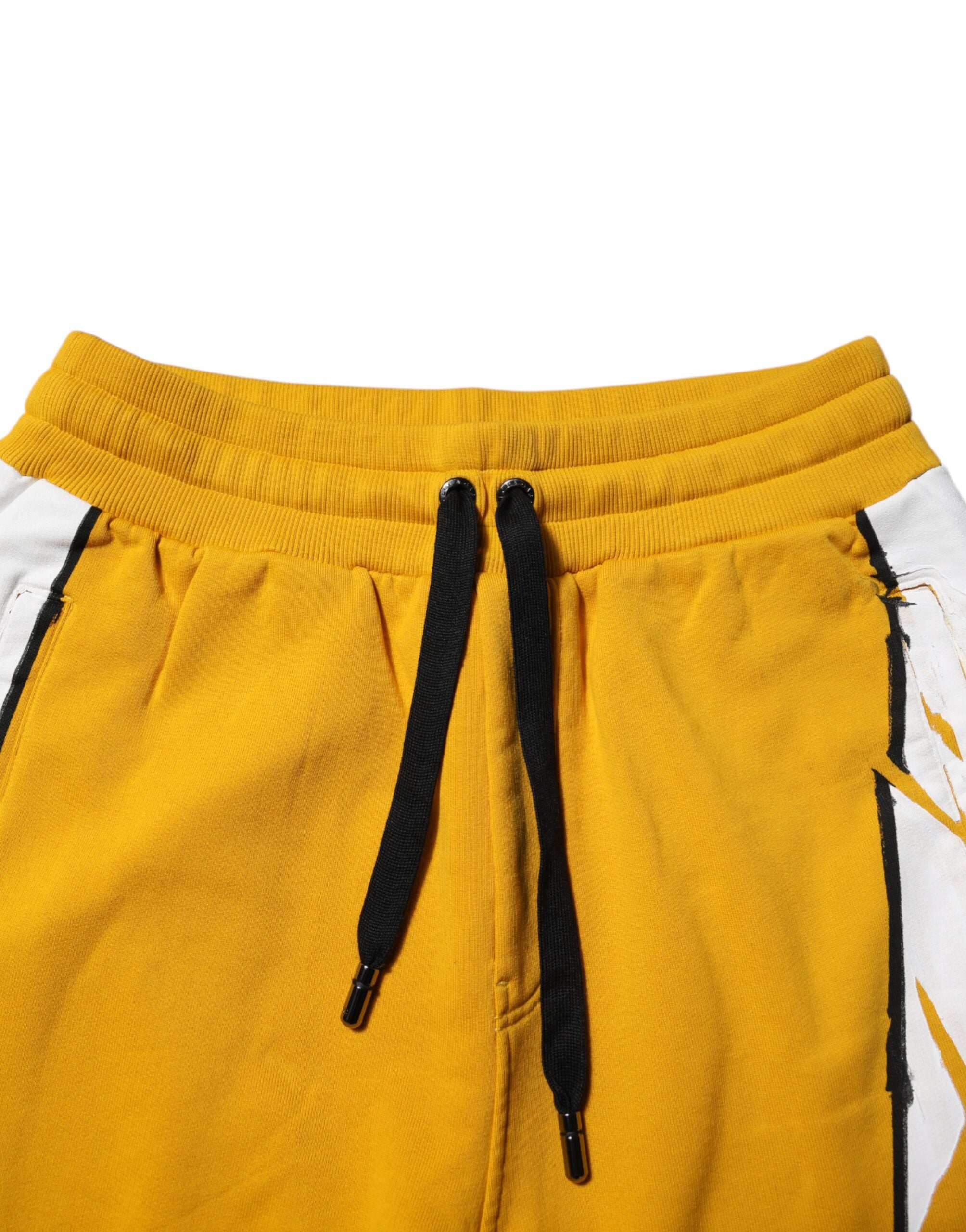 Dolce & Gabbana Yellow Cotton Printed SweatMen's Jogger Men's Pants (Pre-Owned)