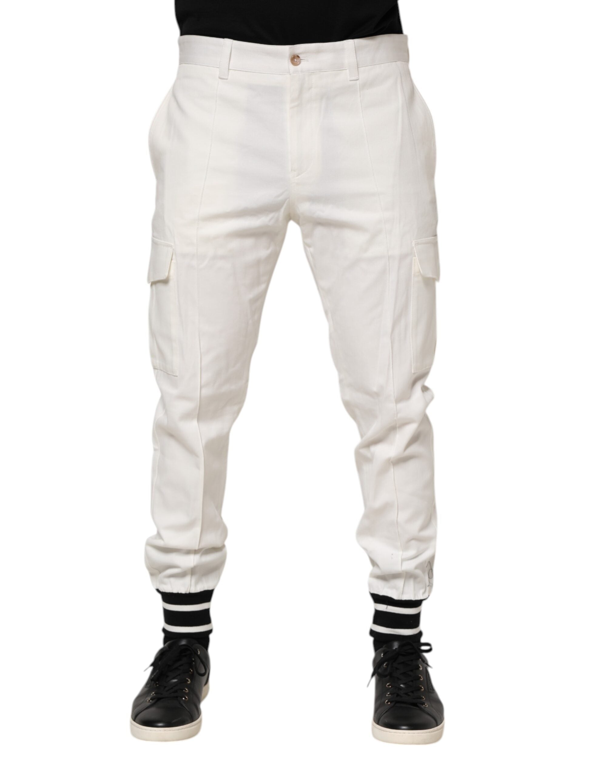 Dolce & Gabbana White Cotton Jogger Cargo Skinny Men Men's Pants