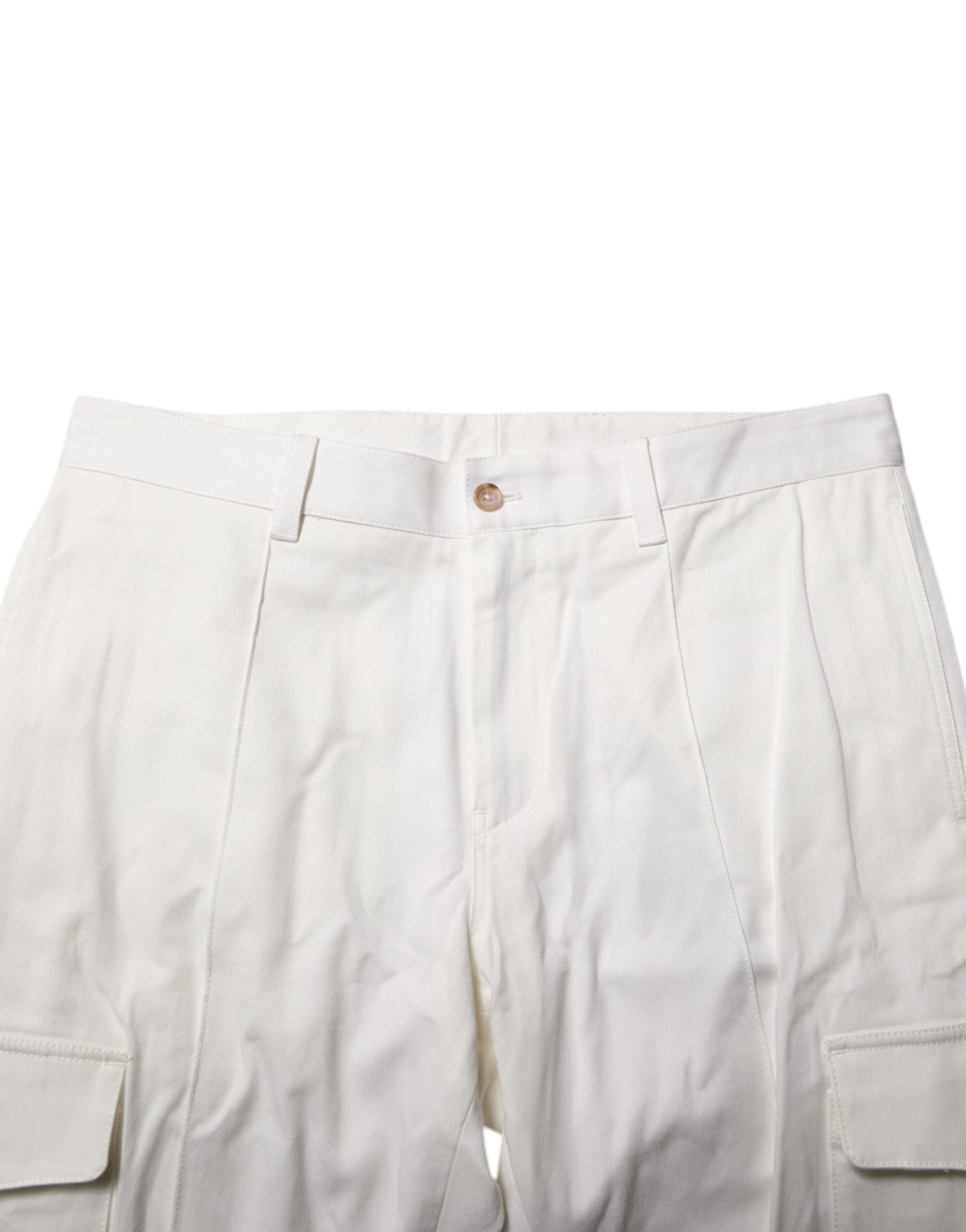 Dolce & Gabbana White Cotton Jogger Cargo Skinny Men Men's Pants