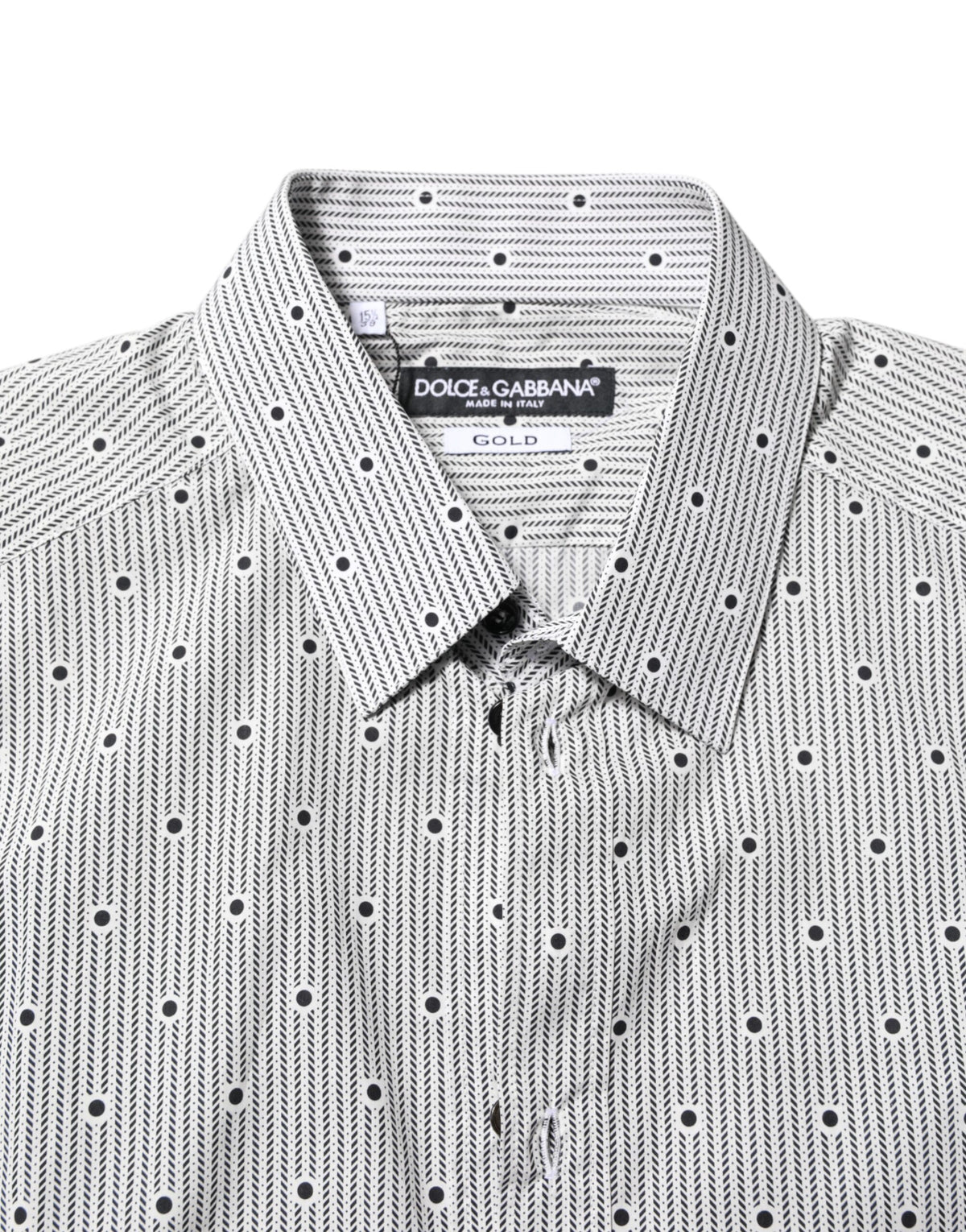 Dolce & Gabbana Gray Dotted Semi Fitted GOLD Men Formal Men's Shirt