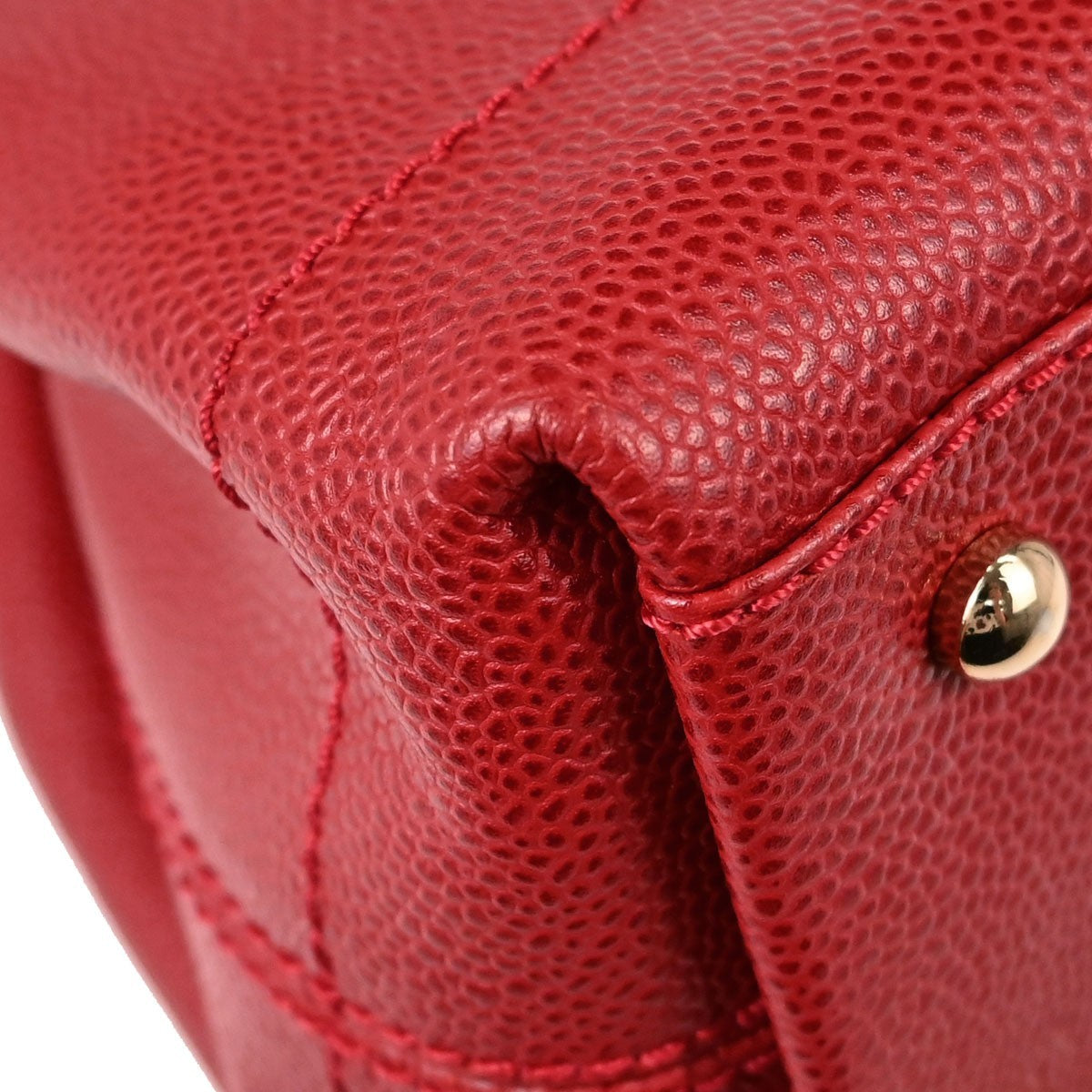 Chanel Vintage Logo Caviar Red Leather Tote Bag Bag (Pre-Owned)