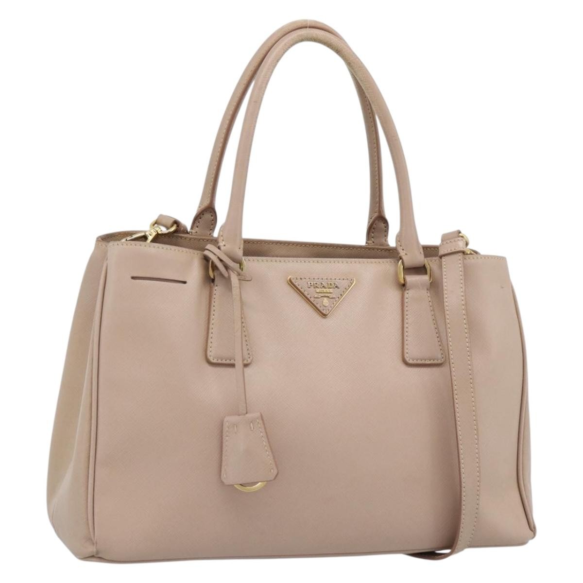 Prada Gardener's Saffiano Leather Beige Leather Tote Bag Bag (Pre-Owned)