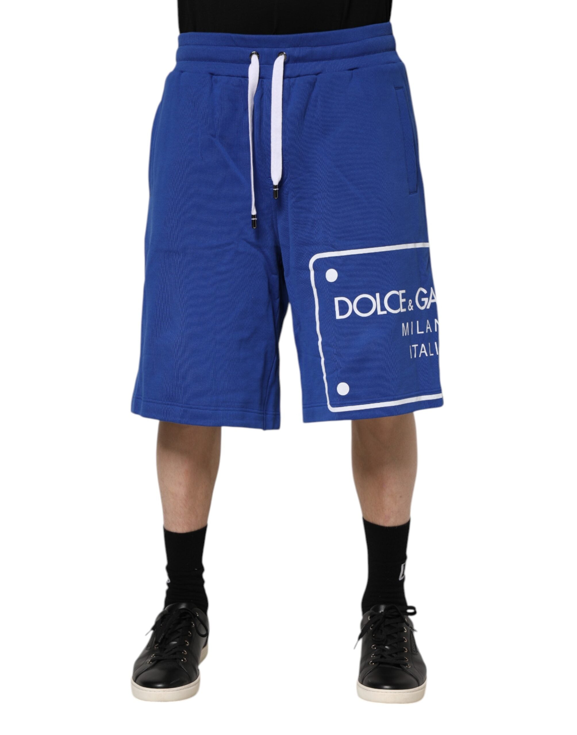 Dolce & Gabbana Blue Logo Cotton Bermuda SweatMen's Men's Shorts
