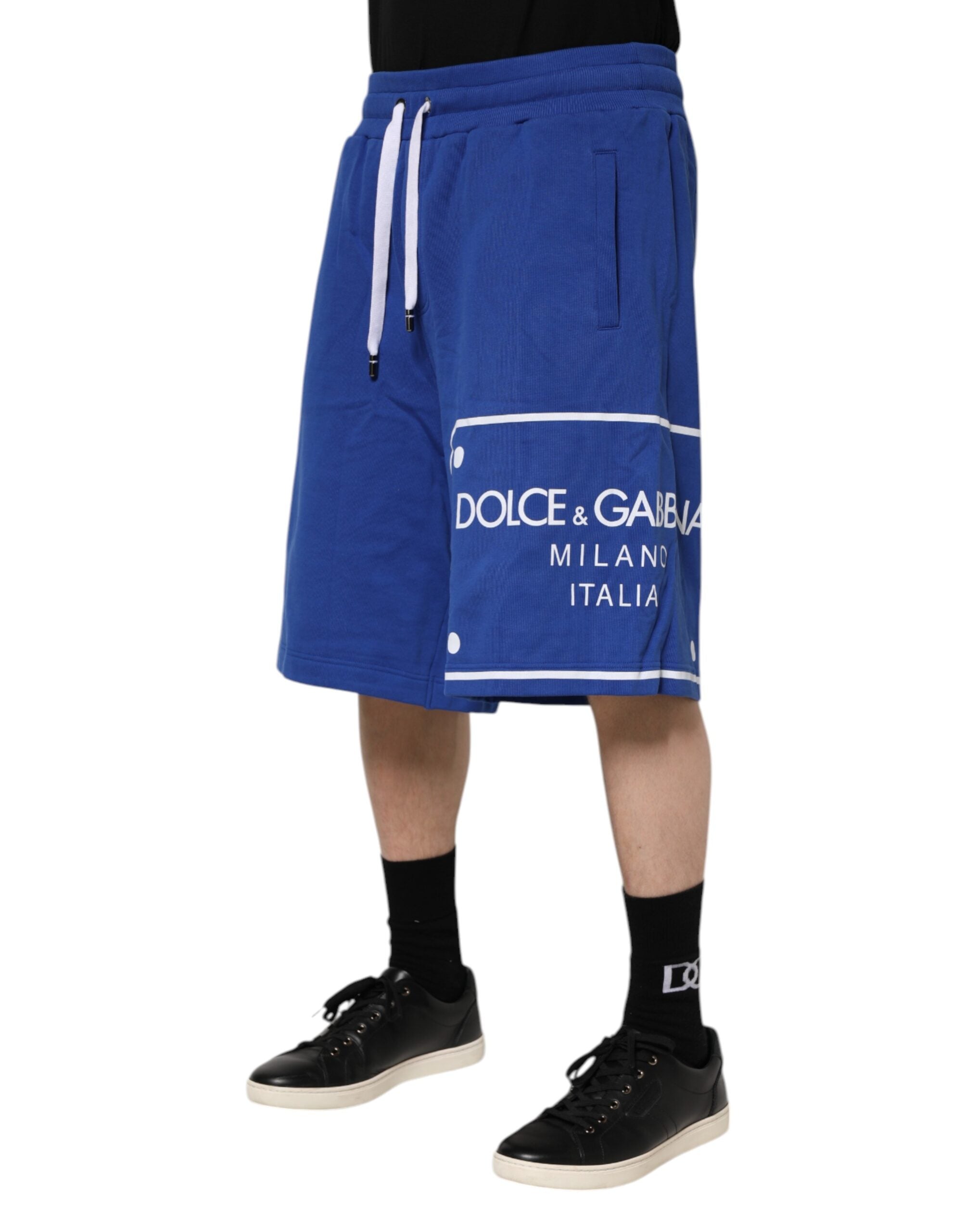 Dolce & Gabbana Blue Logo Cotton Bermuda SweatMen's Men's Shorts
