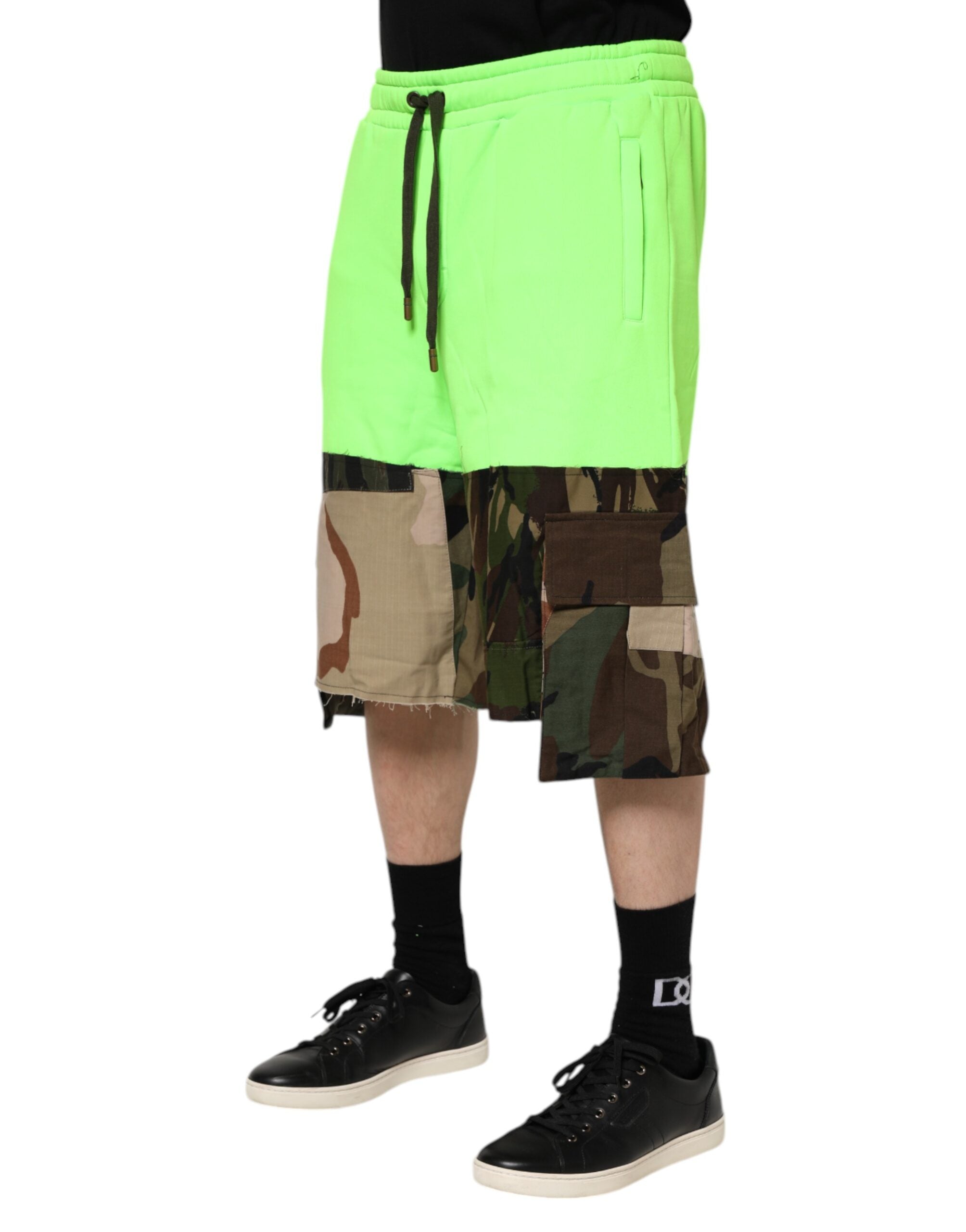 Dolce & Gabbana Green Patchwork Cargo Bermuda Men Men's Shorts