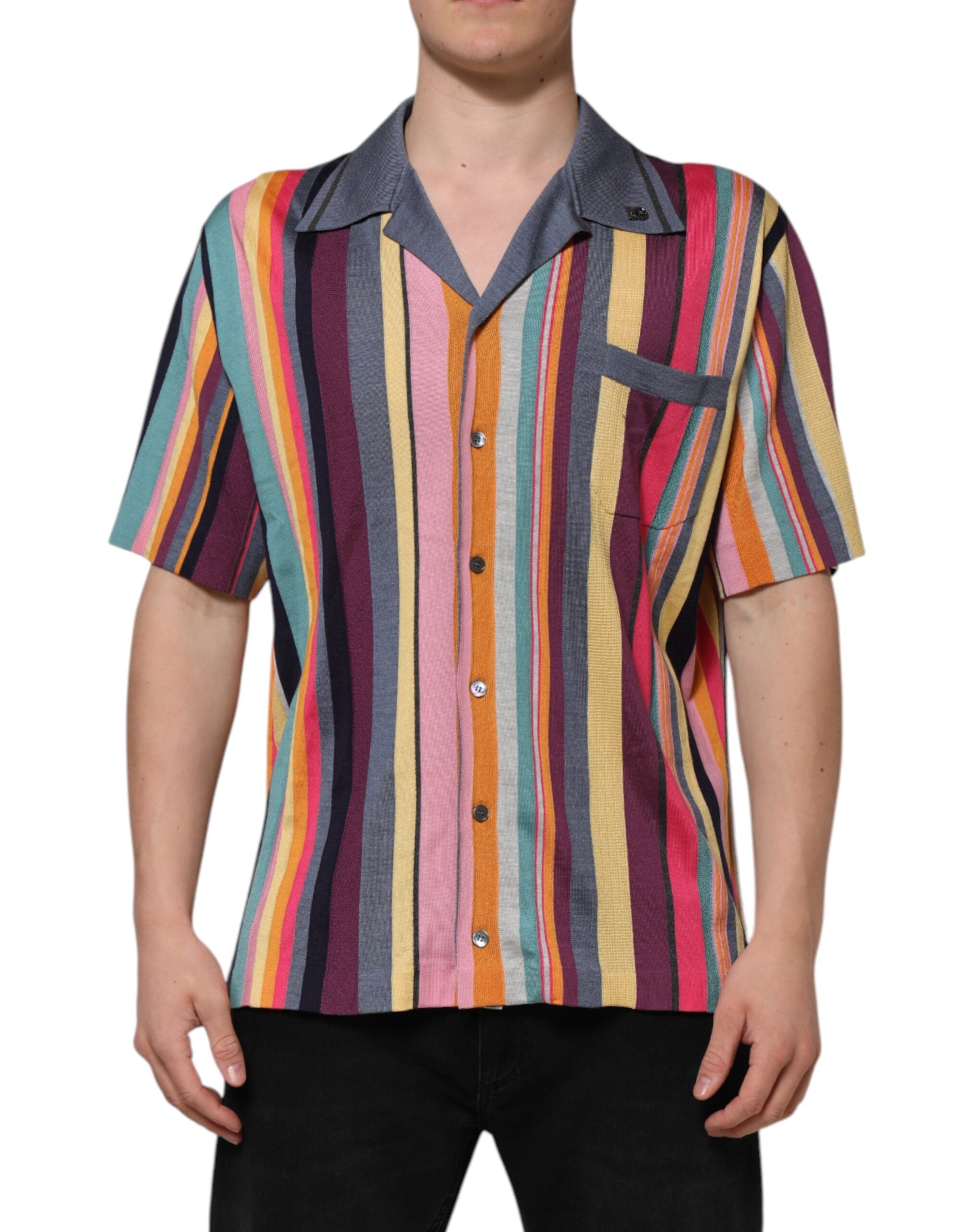 Dolce & Gabbana Multicolor Stripes Collared Men Polo Men's T-shirt (Pre-Owned)